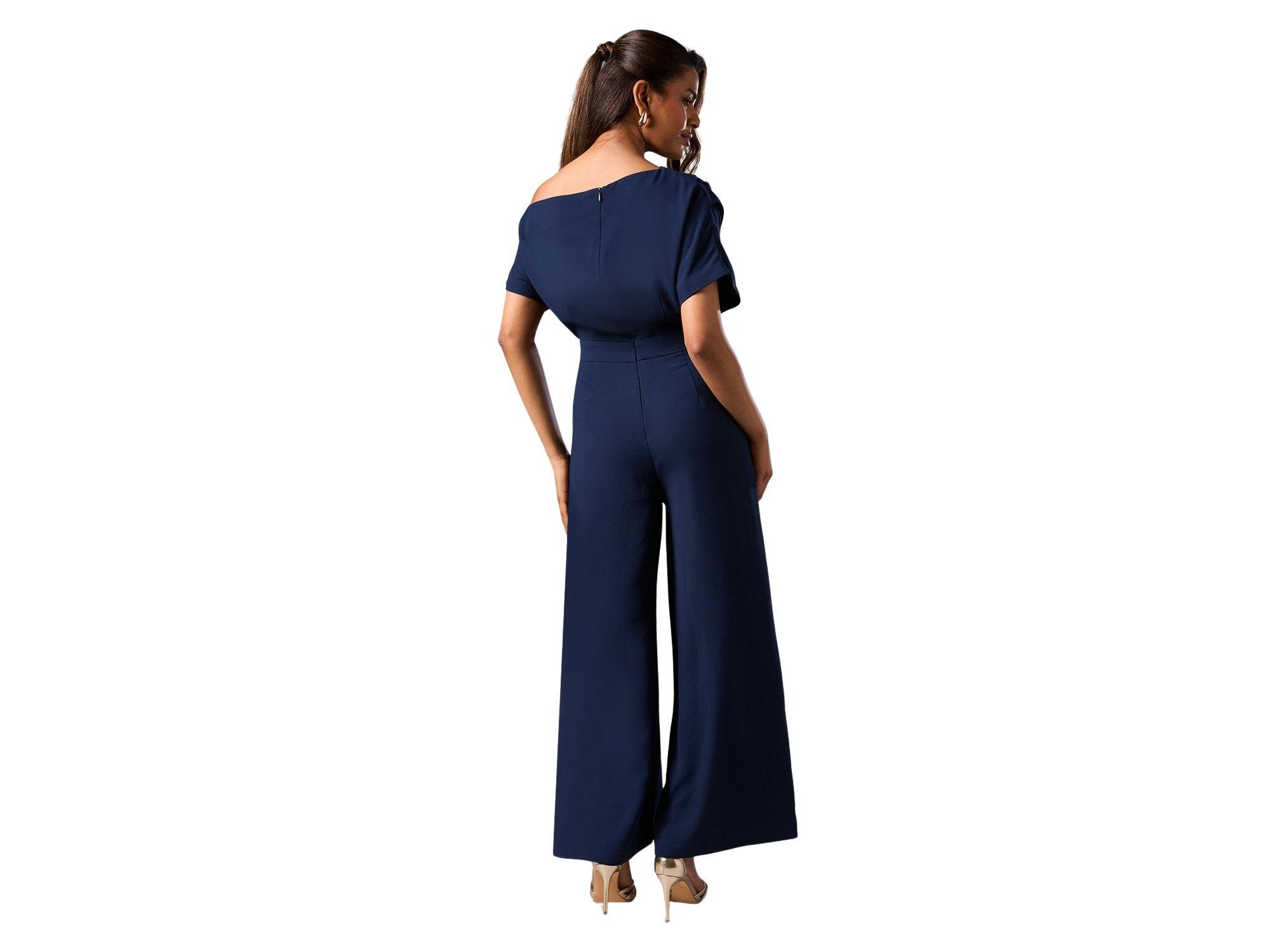 Petite Pleat Off The Shoulder Jumpsuit — Image 4