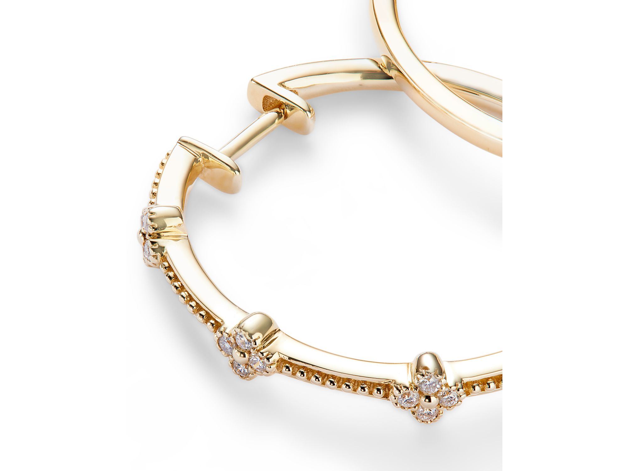 Diamond Hoop Earrings in 14K Yellow Gold, 0.18 tcw — Image 3