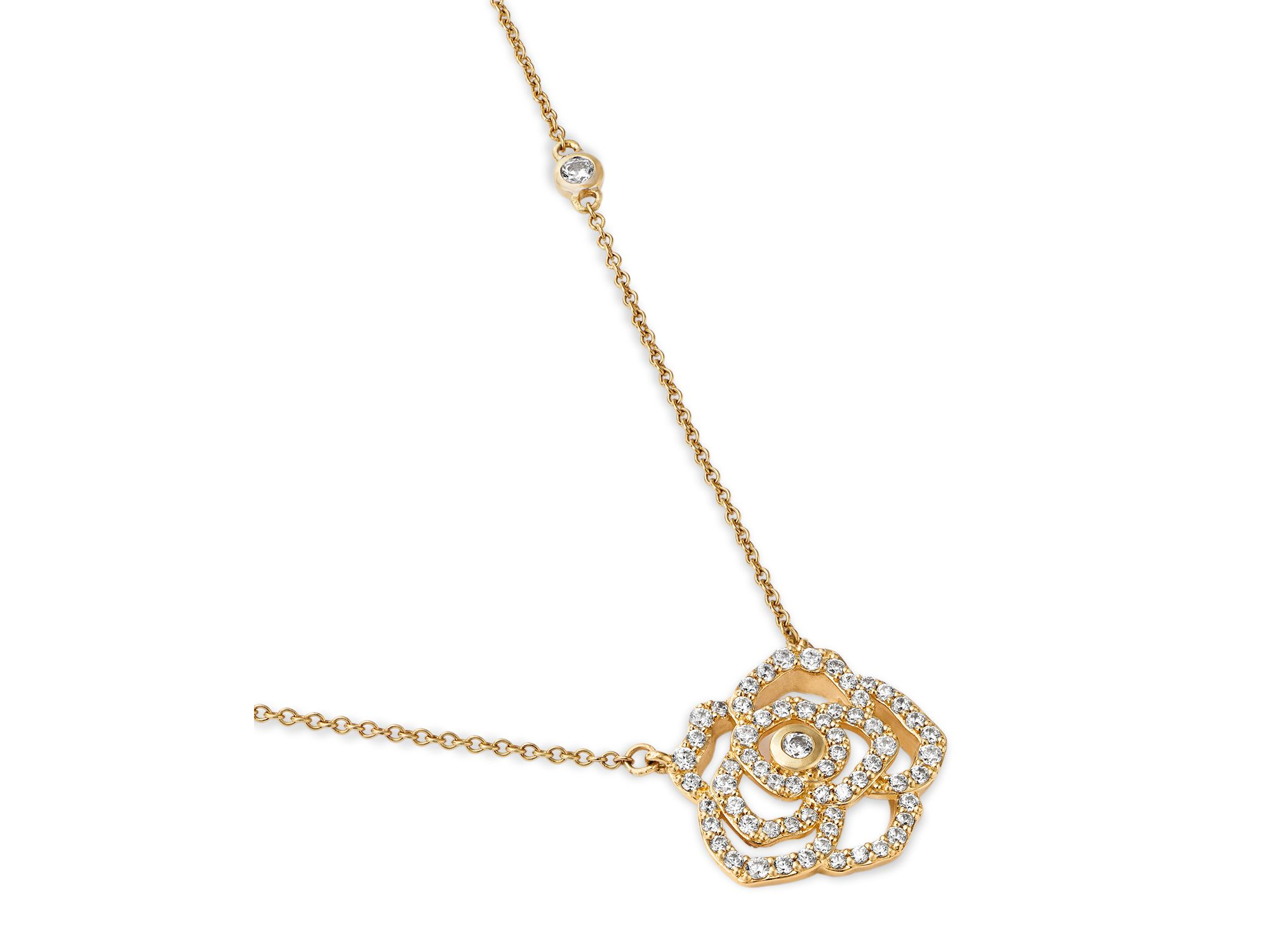 Diamond Flower Necklace in 14K Yellow Gold, 0.50 tcw — Image 3