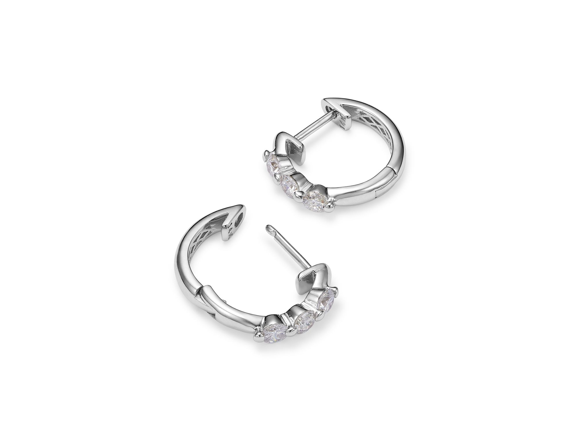 Diamond Hoop Earrings in 14K White Gold, 0.5-1.5 tcw — Image 6