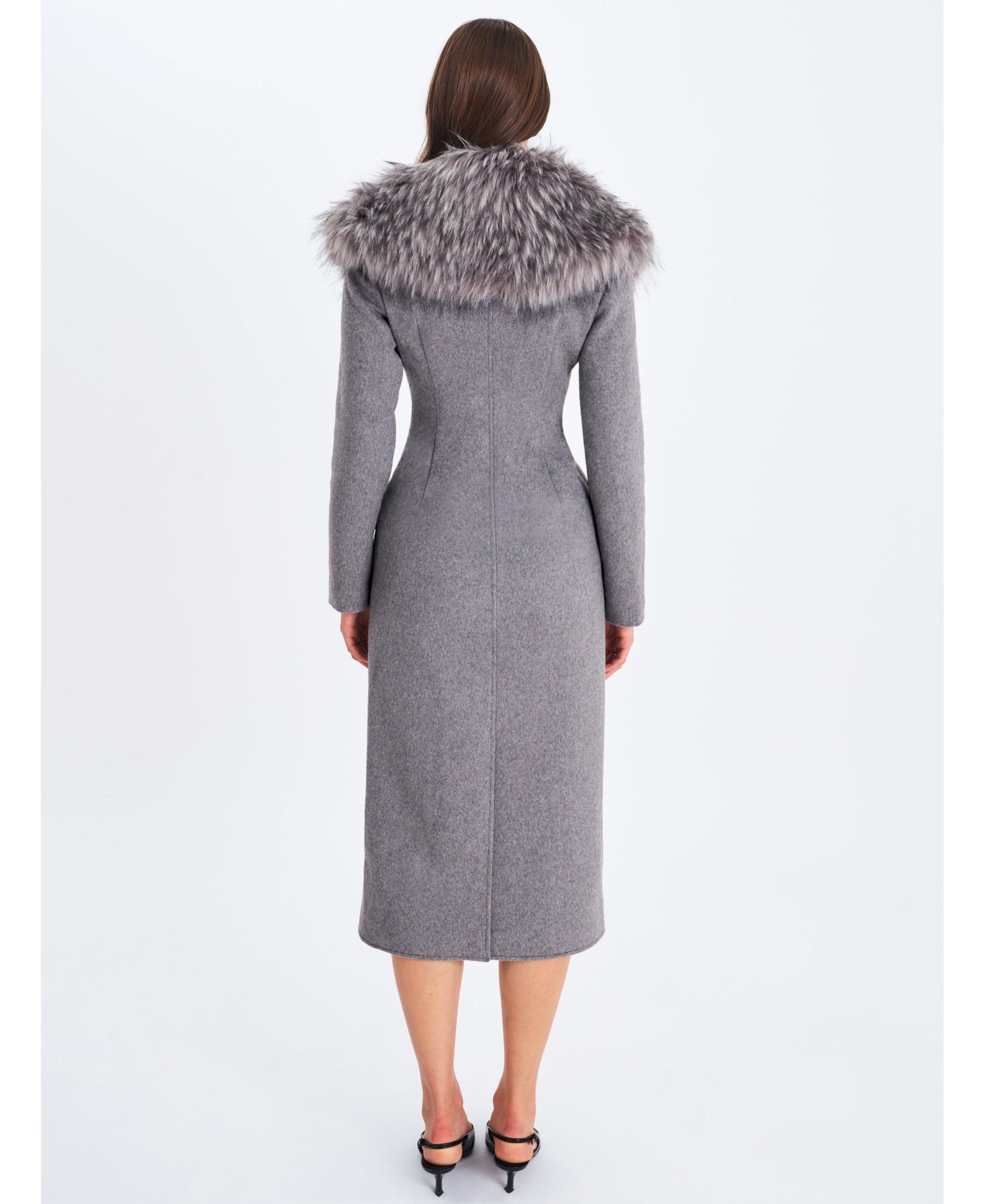 Faye Wool Blend Coat with Removable Faux Fur Collar — Image 6