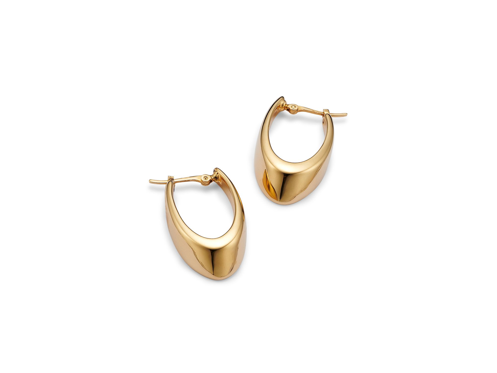 14K Yellow Gold Medium Visor Hoop Earrings — Image 4
