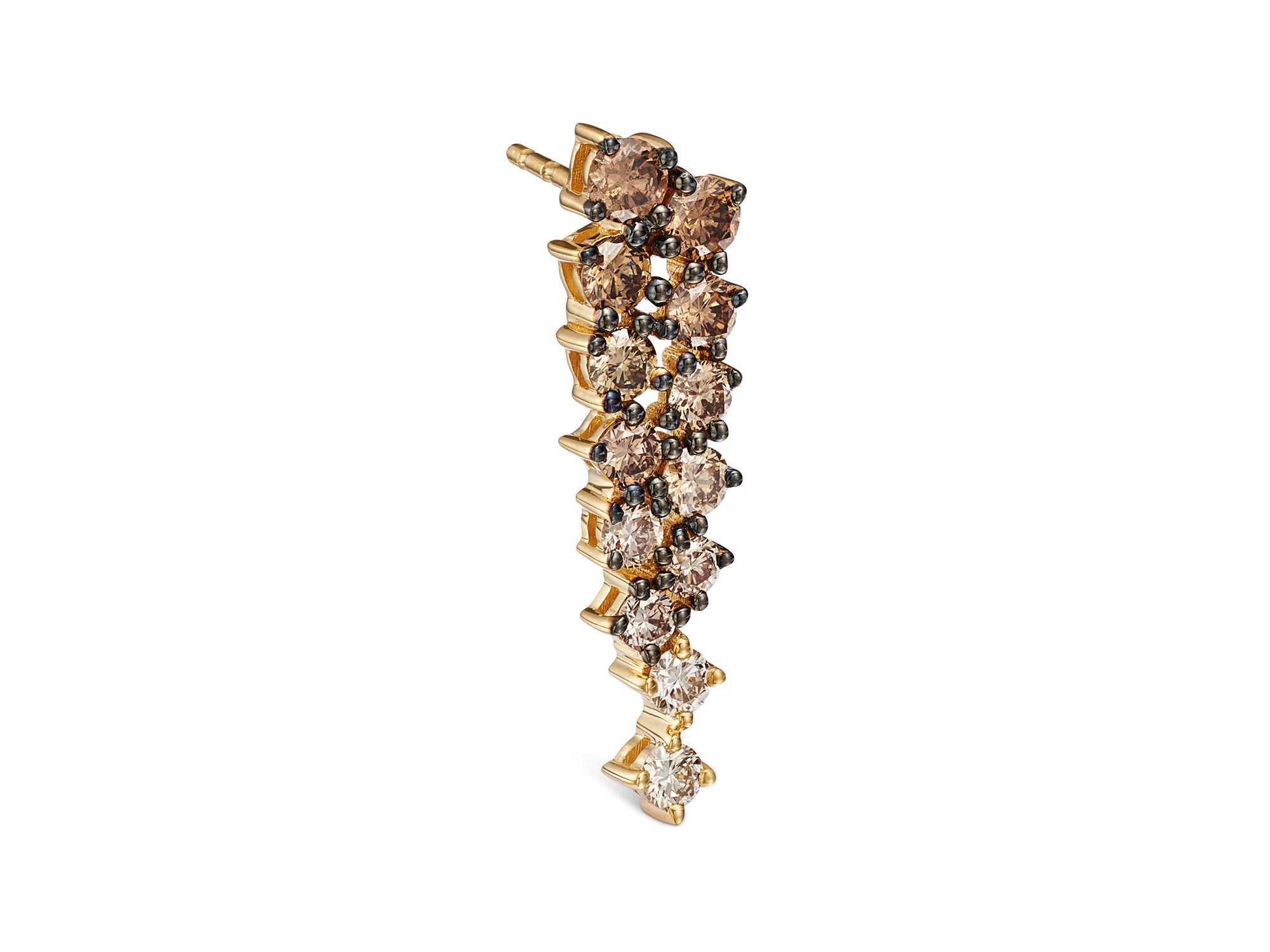 Brown Diamond Ombré Cascade Drop Earrings in 14K Yellow Gold, 1.24 tcw — Image 3