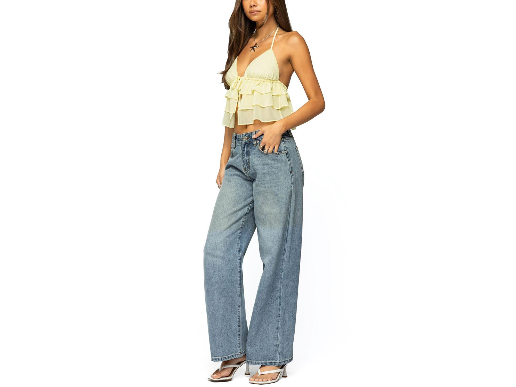 Zephi Split Front Ruffled Top — Image 3
