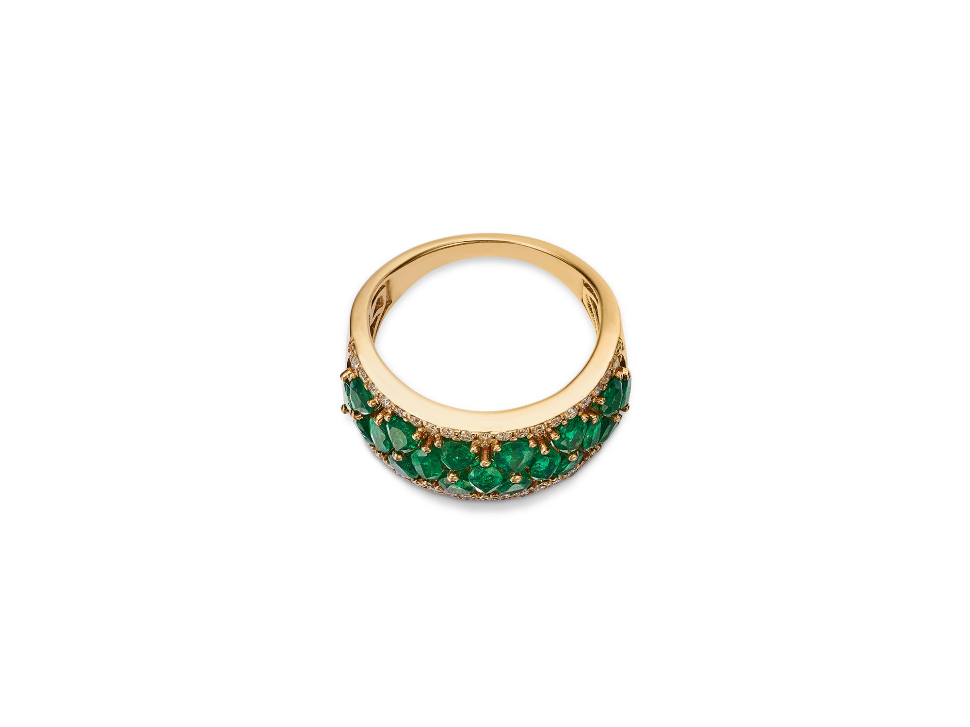 Emerald & Diamond Band in 14K Yellow Gold — Image 3