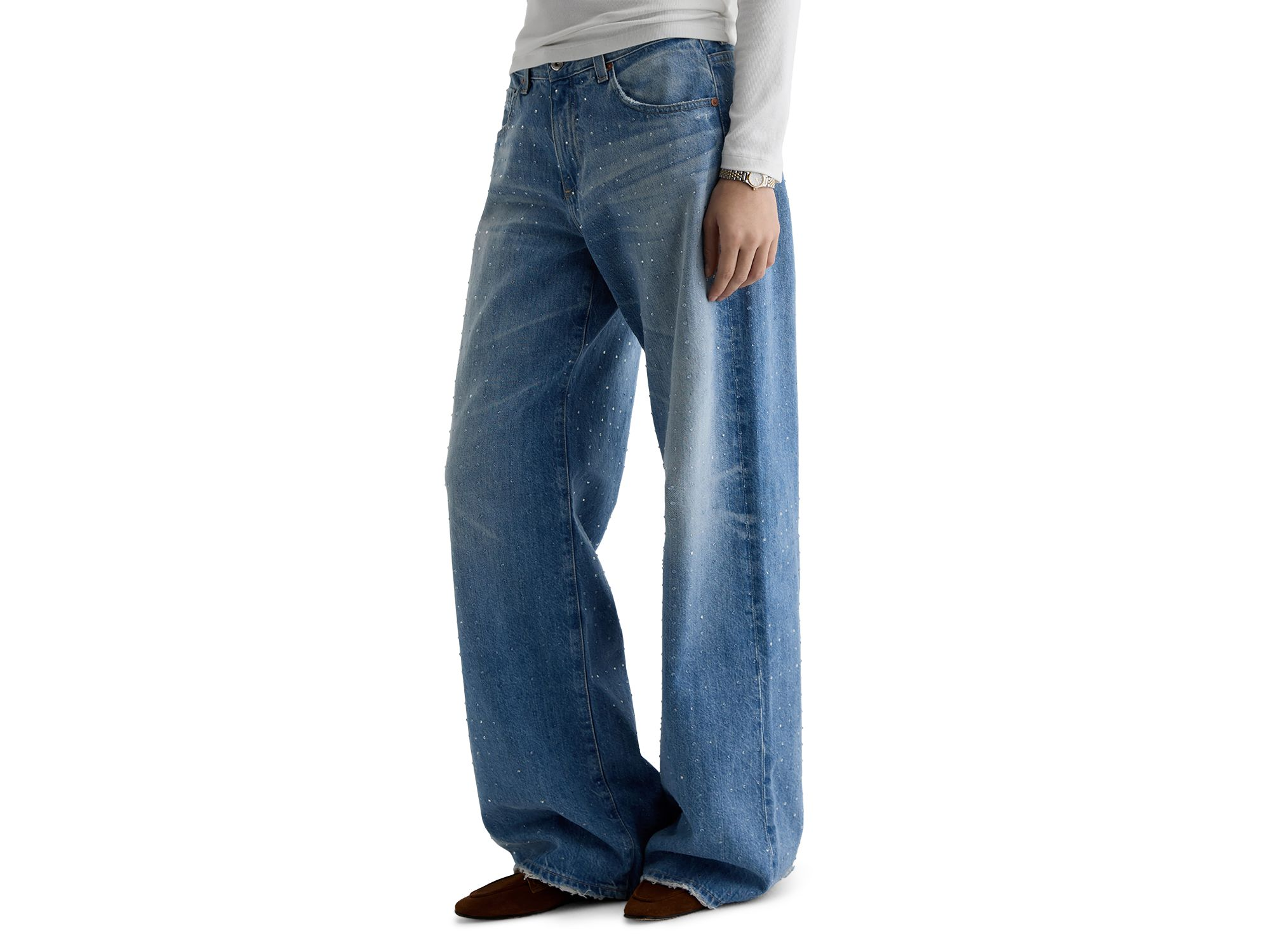 Adria Low Rise Wide Leg Jeans in Stockholm Snowdrift — Image 3