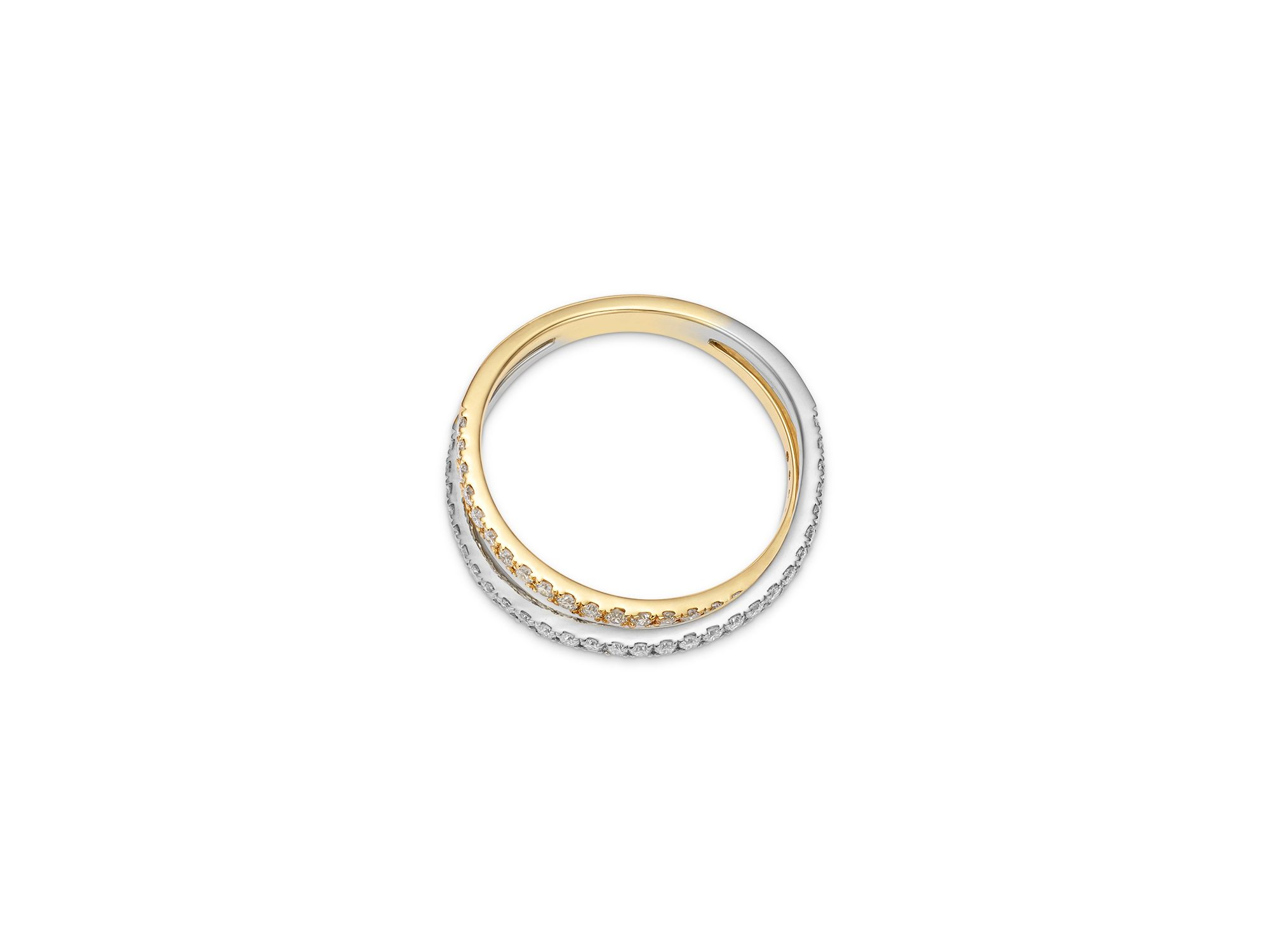 Diamond Crossover Ring in 14K White & Yellow Gold, 0.40 tcw — Image 3