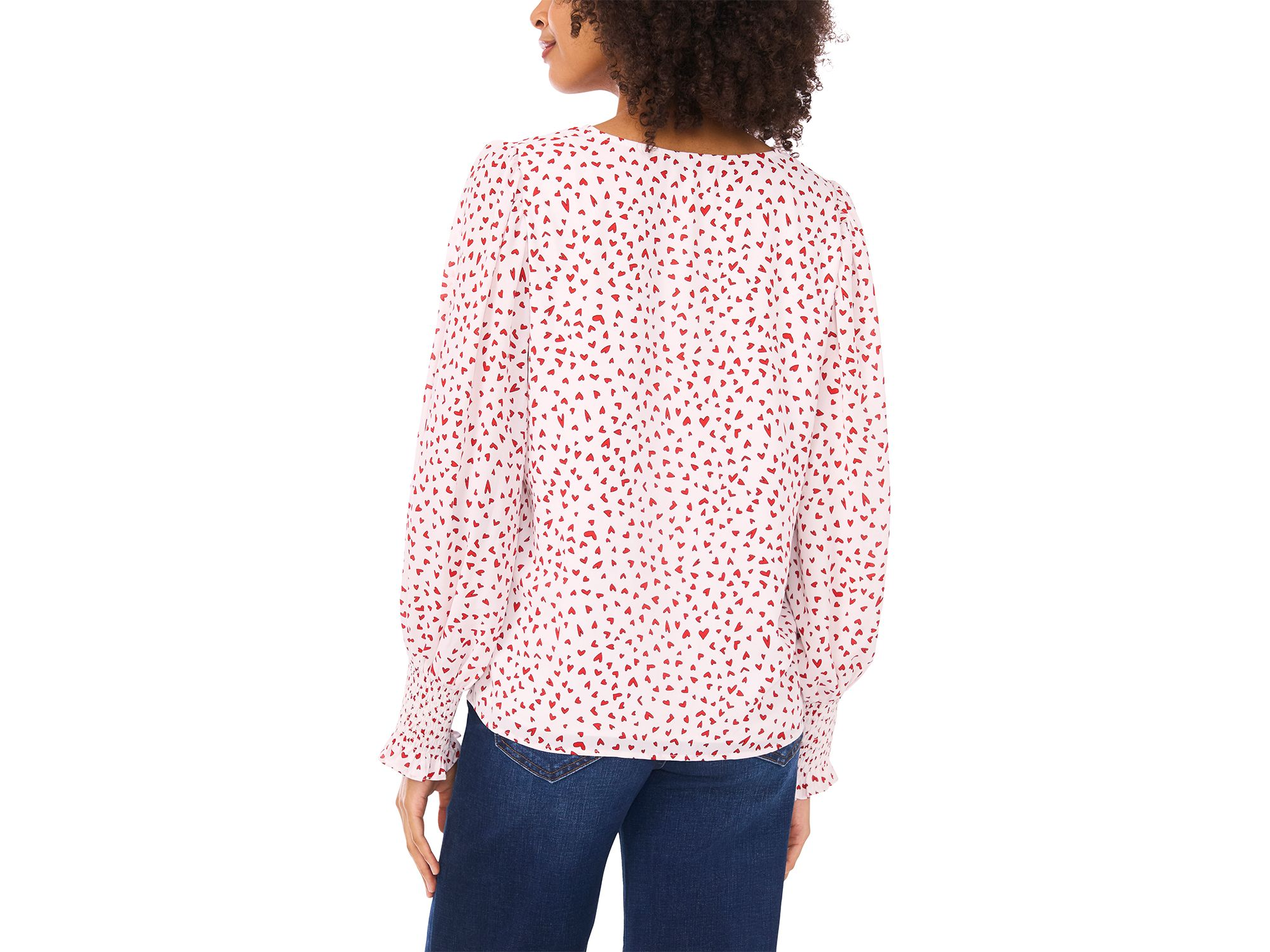 V-Neck Smocked Cuff Blouse — Image 3