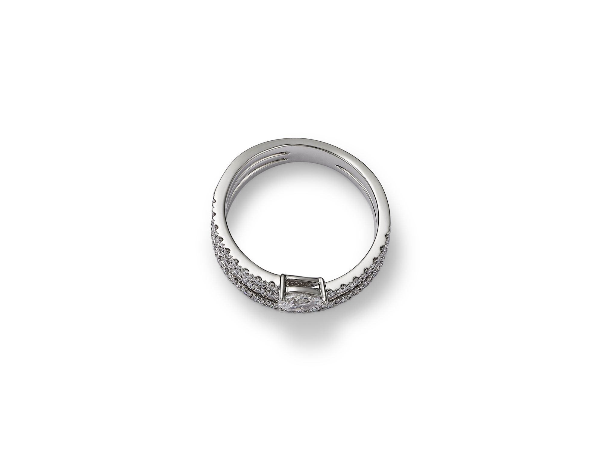 Diamond Multi-Row Ring in 14K White Gold, 0.86 tcw — Image 3