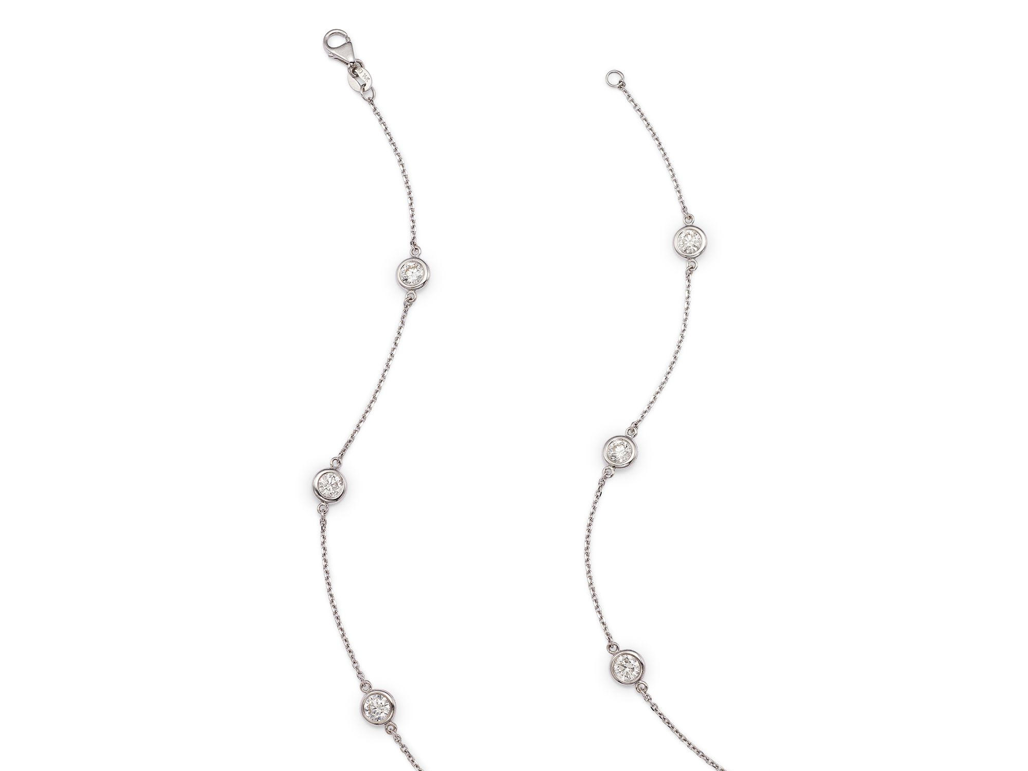 Diamond Station Necklace in 14K White Gold, 2.60 tcw — Image 4