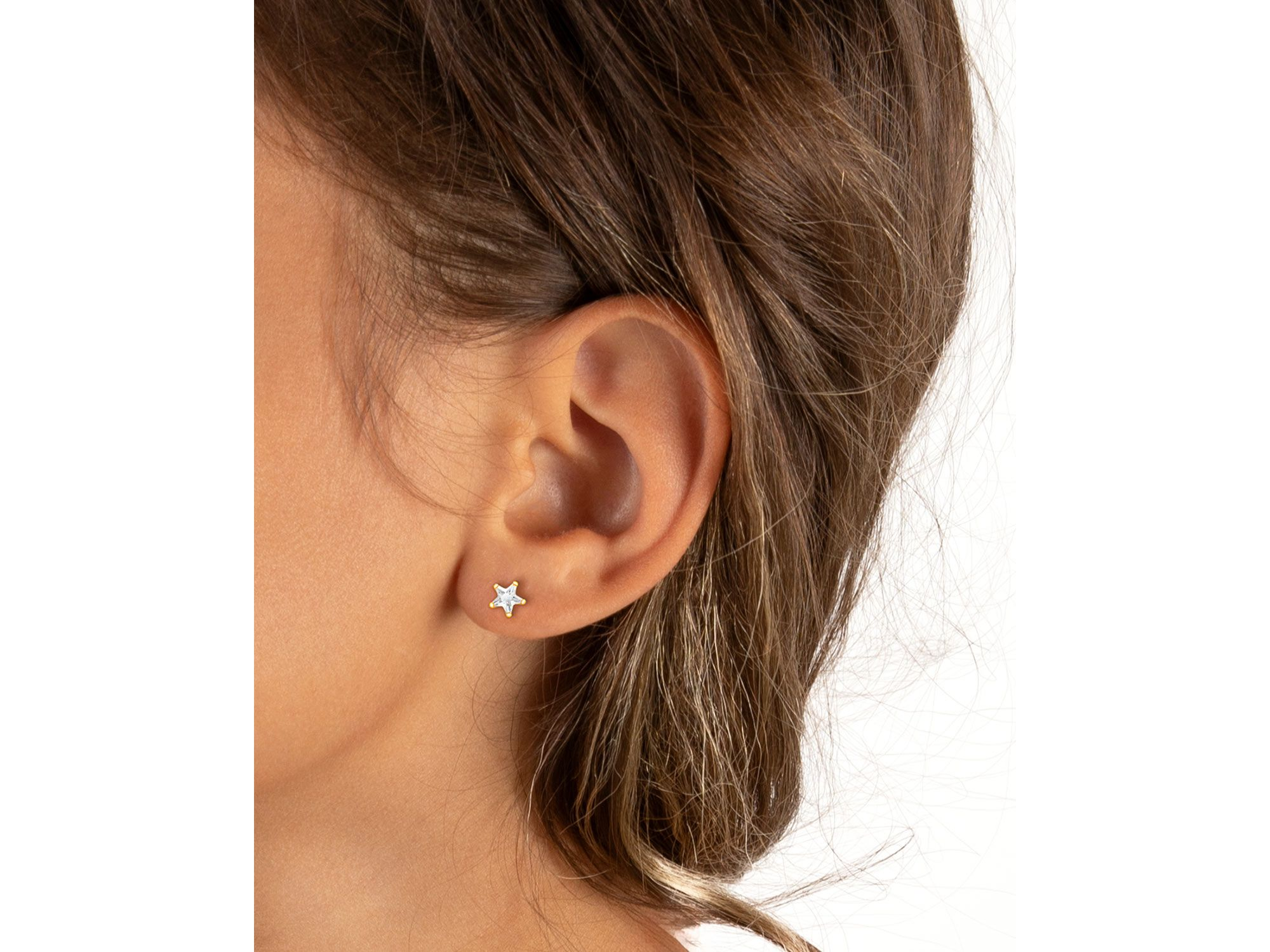 Girls' 14K Gold Shining Star Studs Screw Back Earrings — Image 3