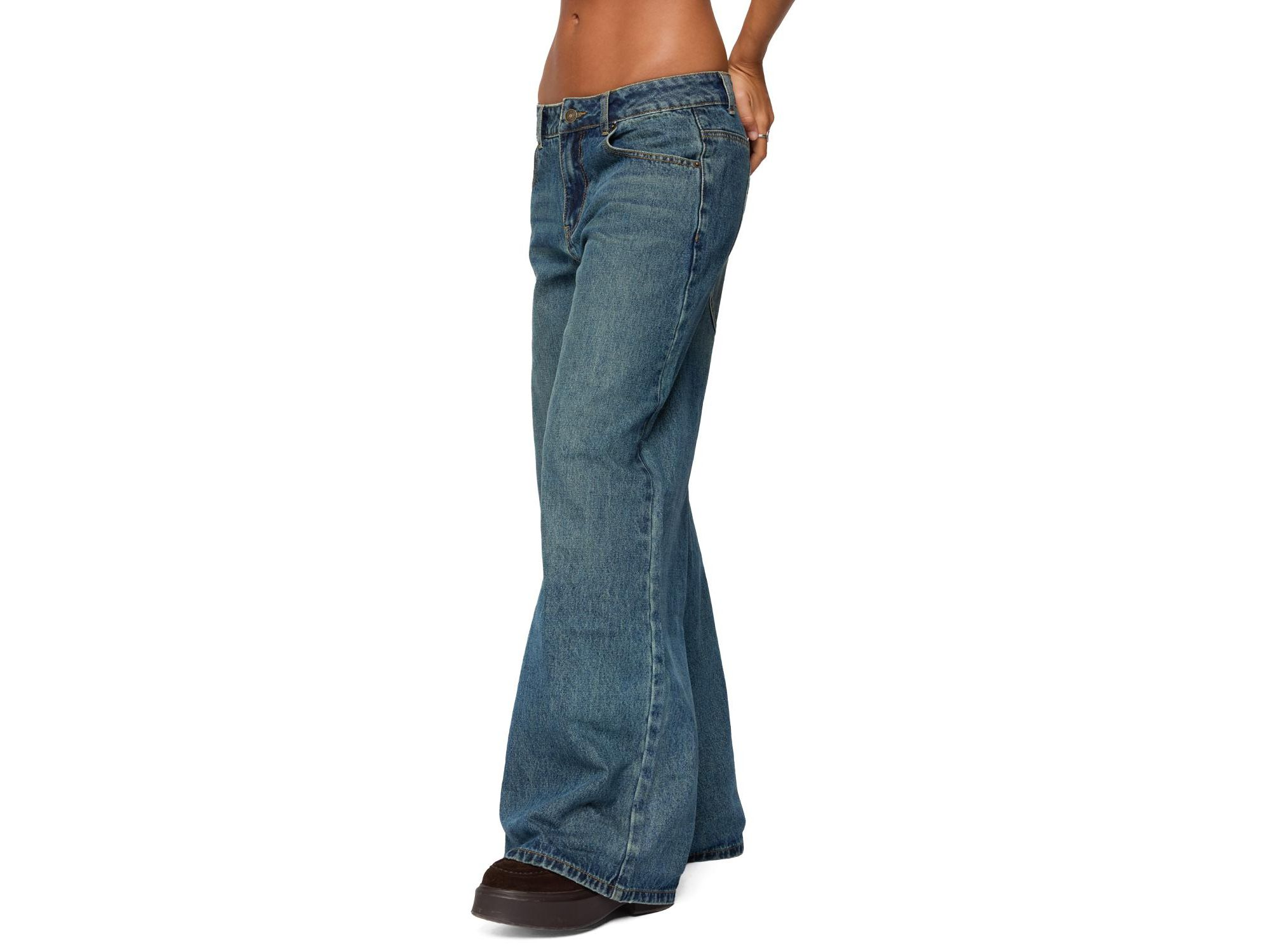Heartly Low Rise Baggy Jeans in Blue Washed — Image 3
