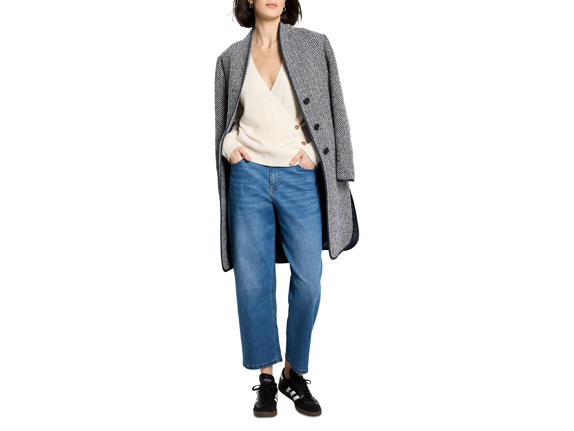Herringbone Wool Blend Coat — Image 6