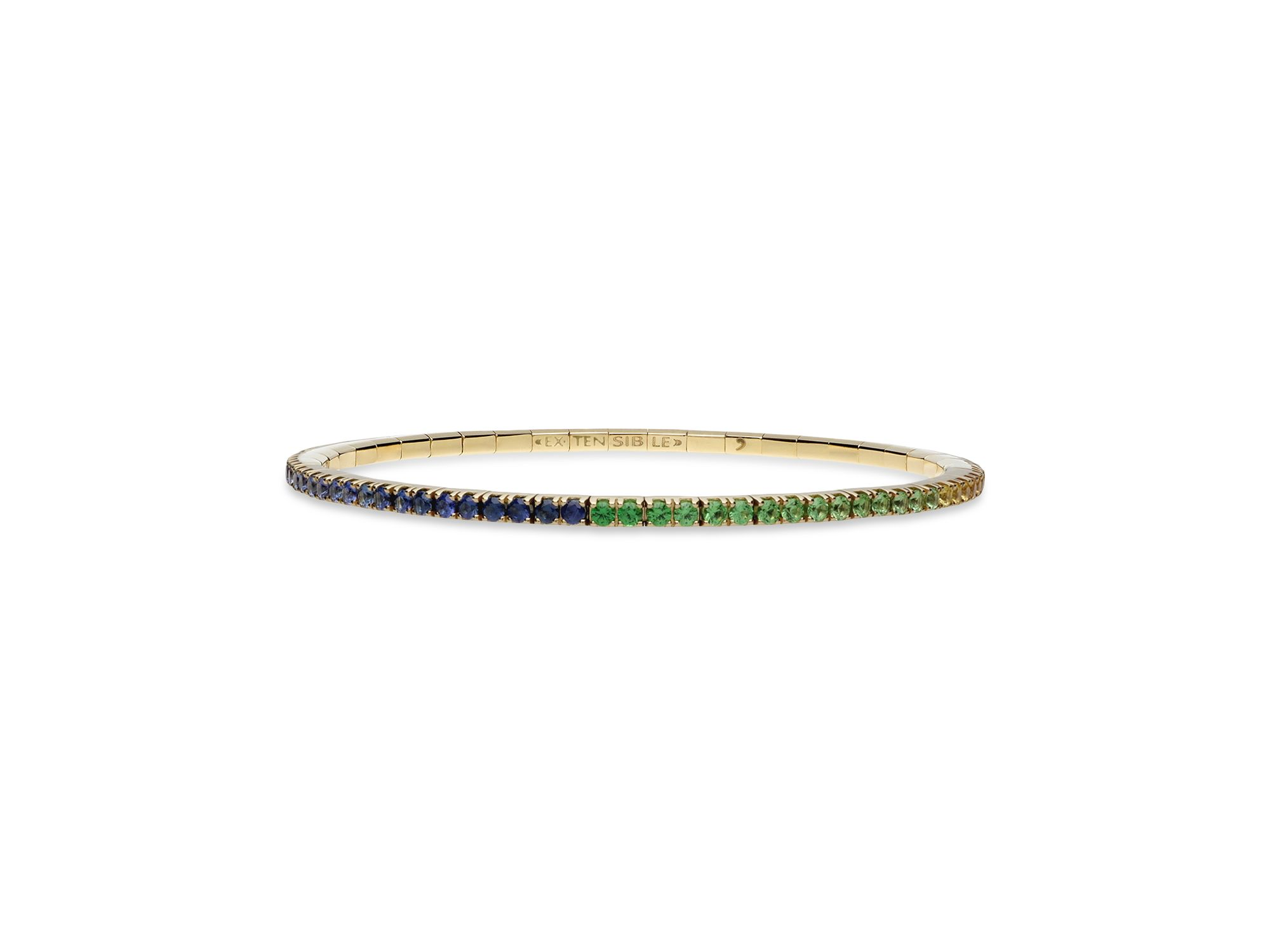 18K Yellow Gold Rainbow Sapphire Stretch Tennis Bracelet - Image 1