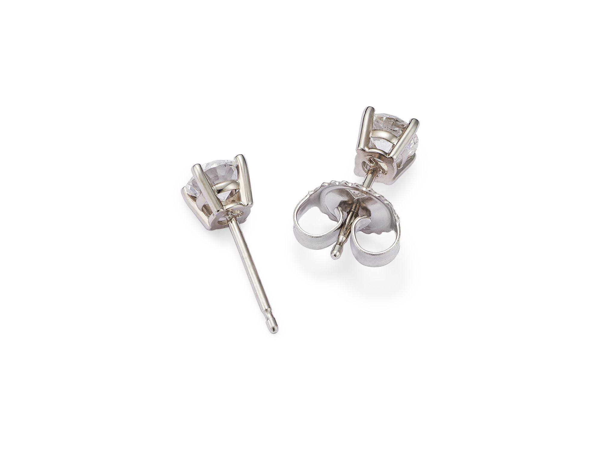Colorless Certified Round Diamond Stud Earring in 18K White Gold, 0.30-2.0 tcw — Image 4