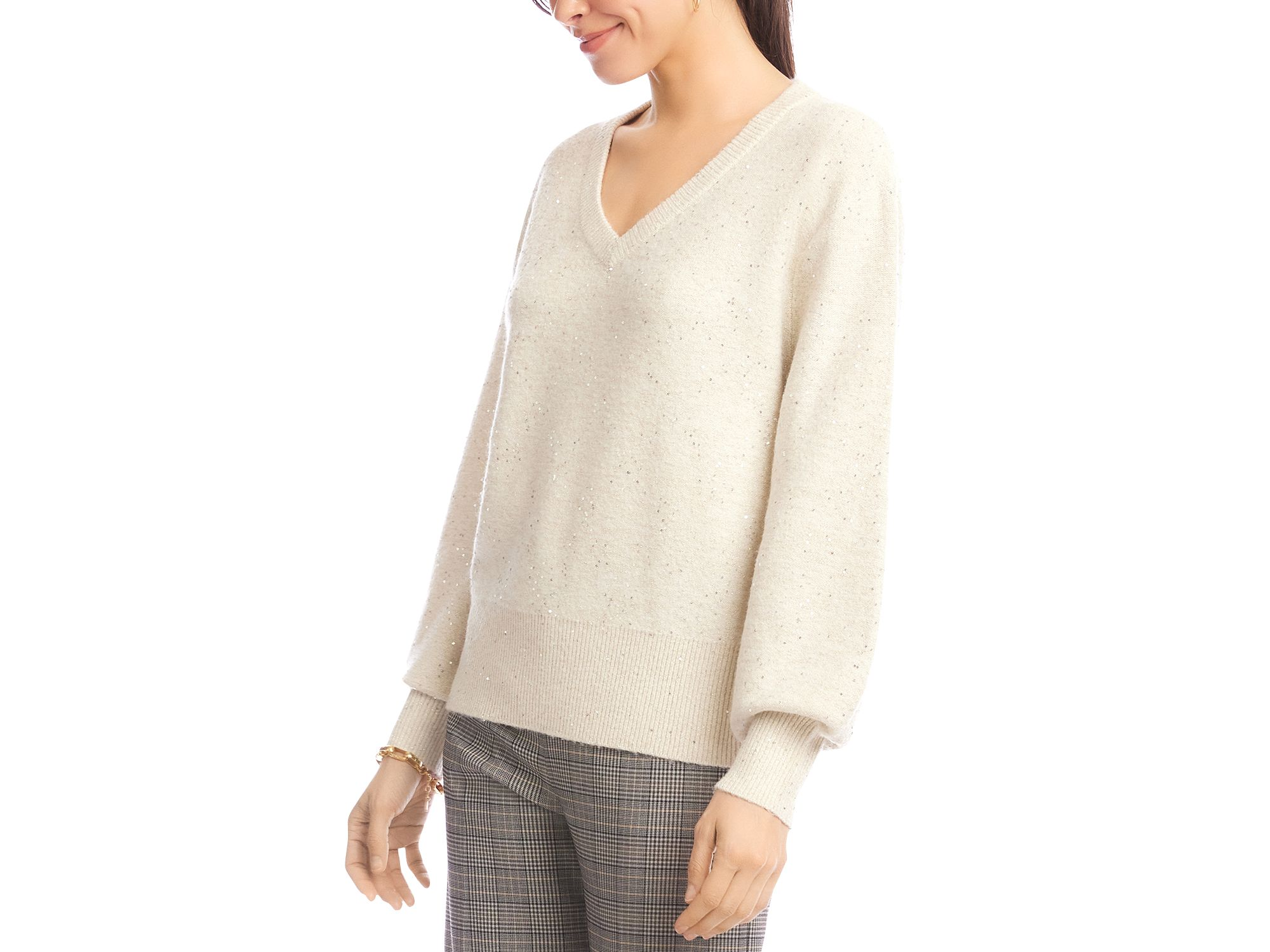 Sequinned V Neck Sweater — Image 3