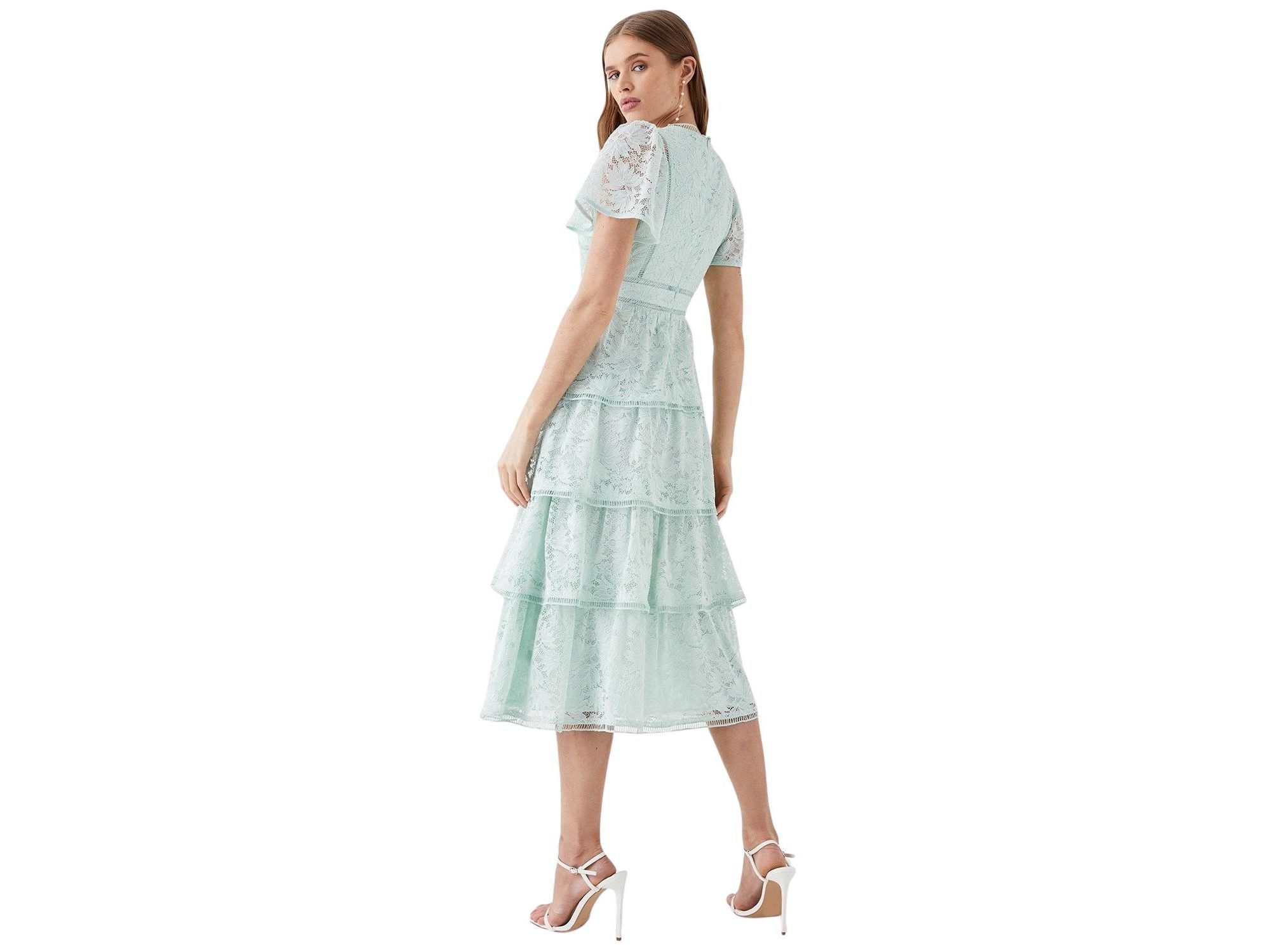 Flutter Sleeve Tiered Lace Dress — Image 4