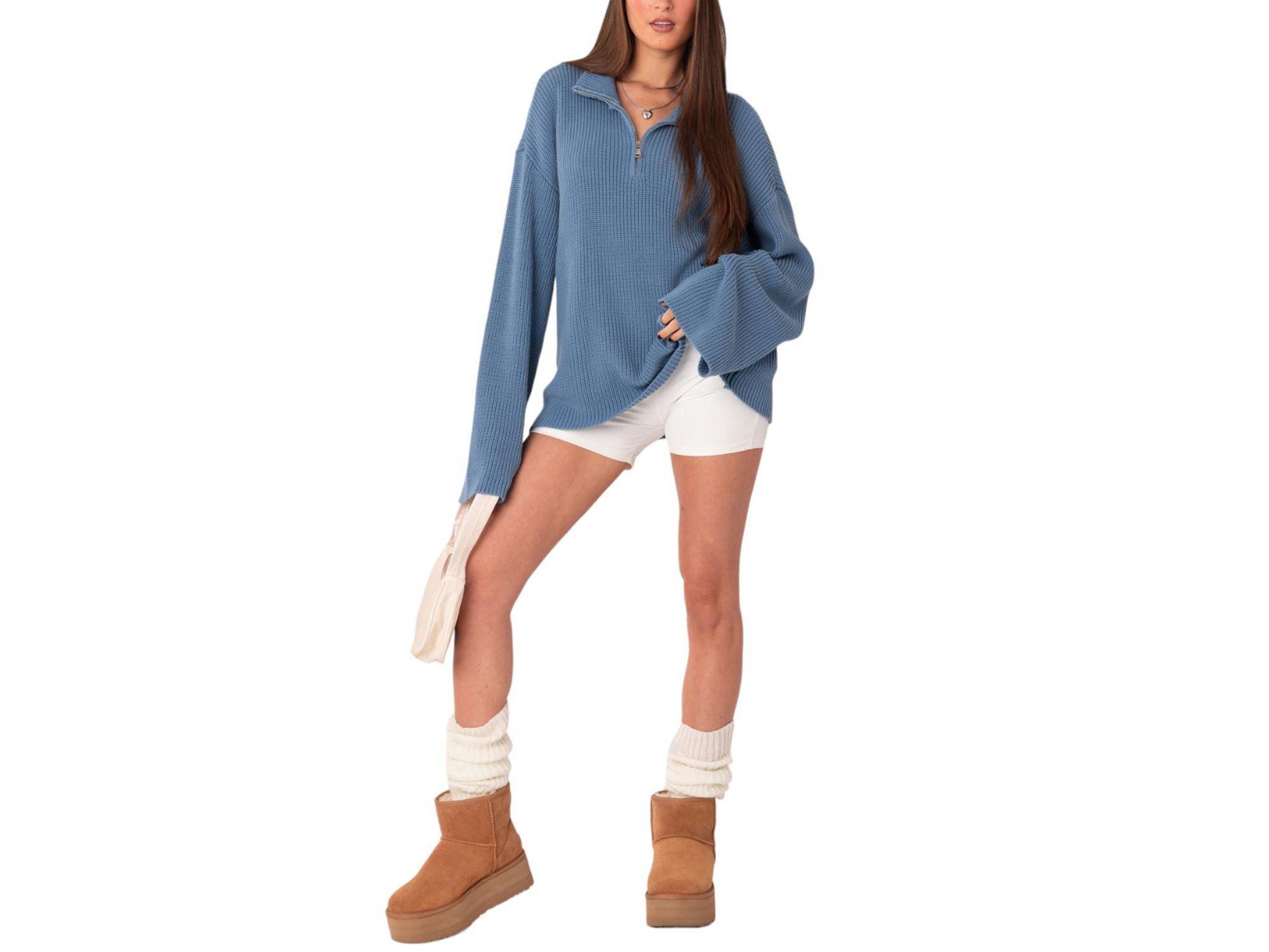 Amour High Neck Oversized Zip Sweater — Image 5