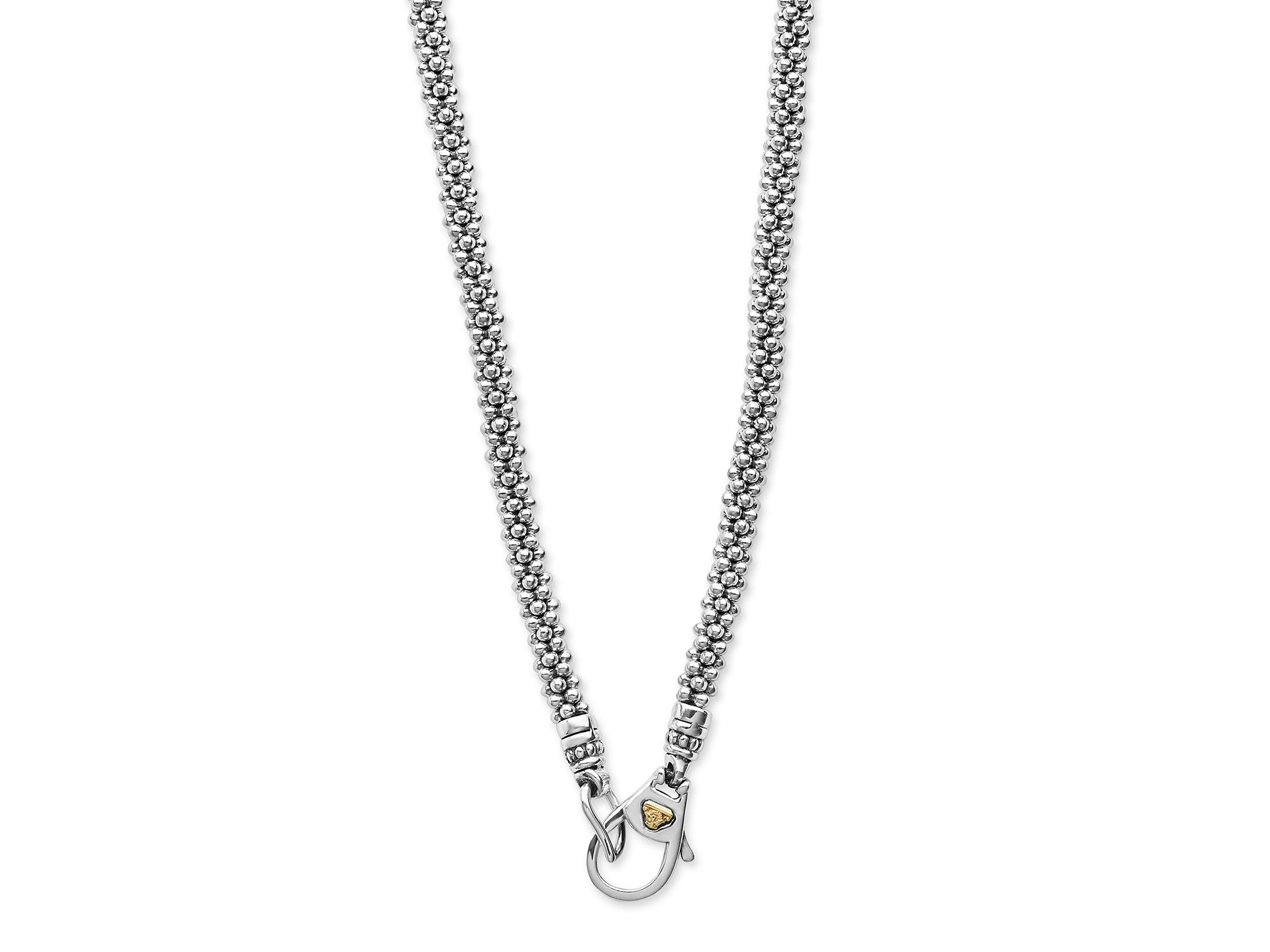 18K Yellow Gold & Sterling Black Caviar Diamond & Black Ceramic Collar Necklace, 16" — Image 4