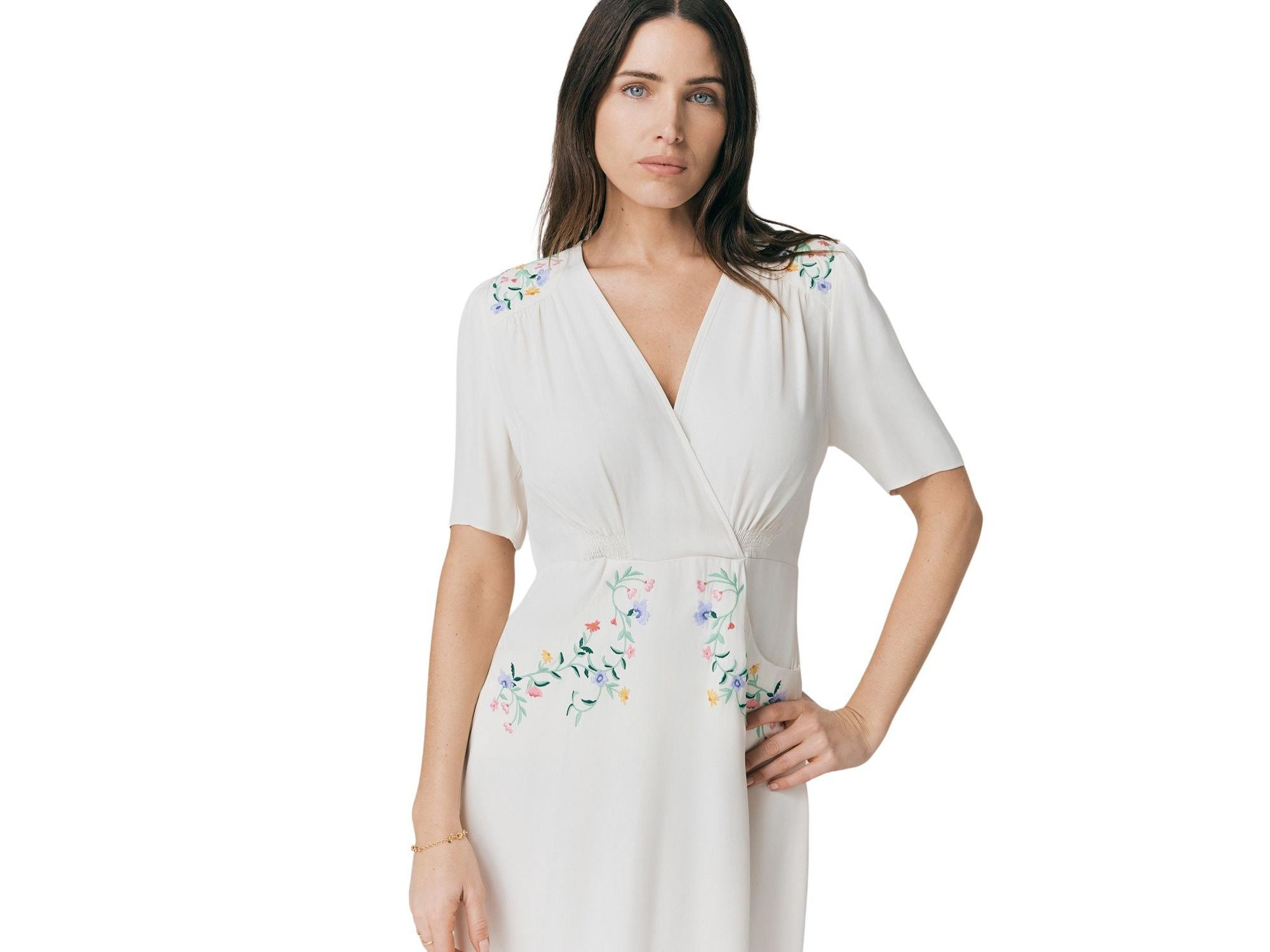 Maeve Embroidered Crepe Midi Tea Dress — Image 3
