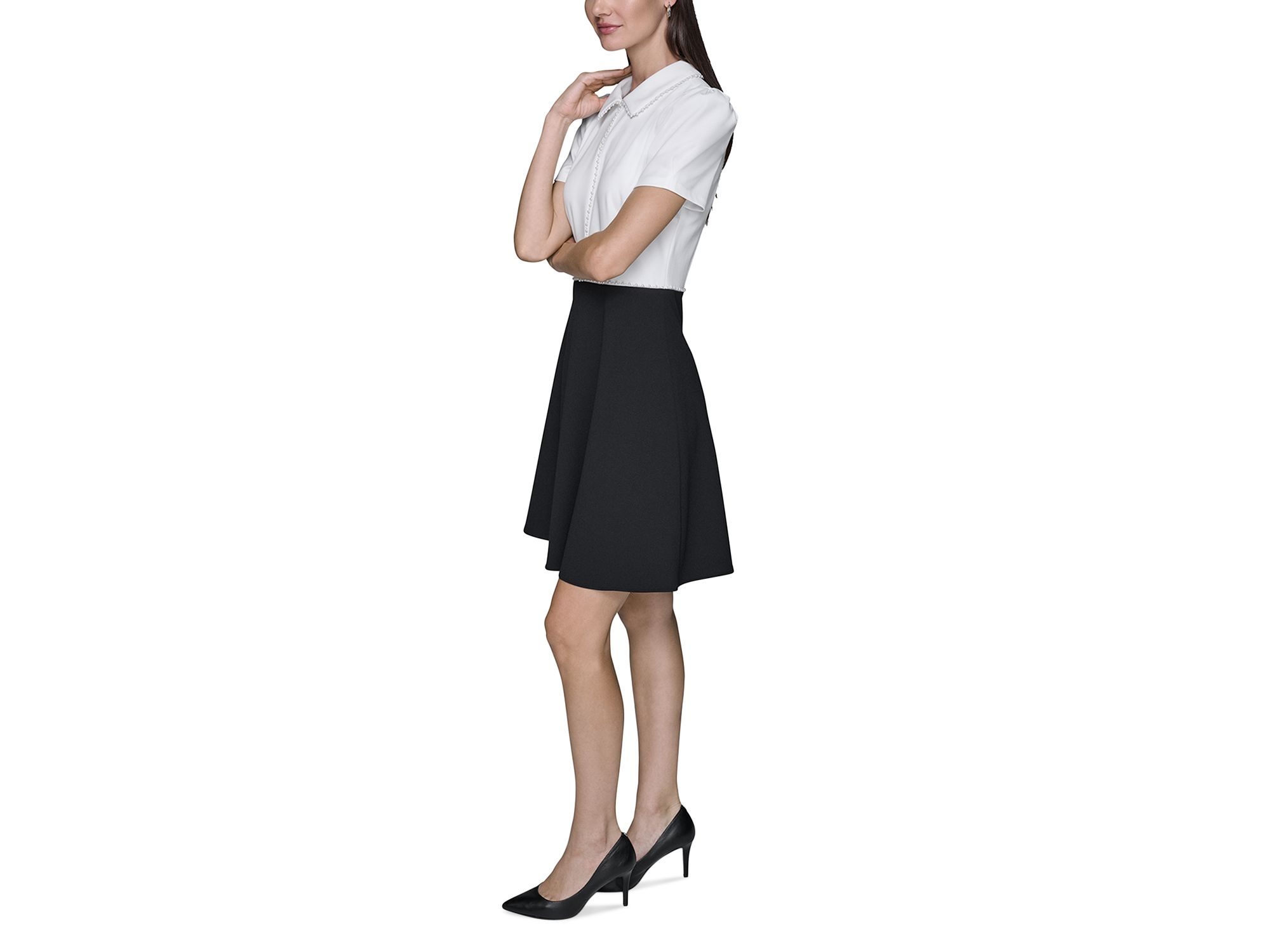 Scuba Crepe Fit & Flare Dress — Image 4