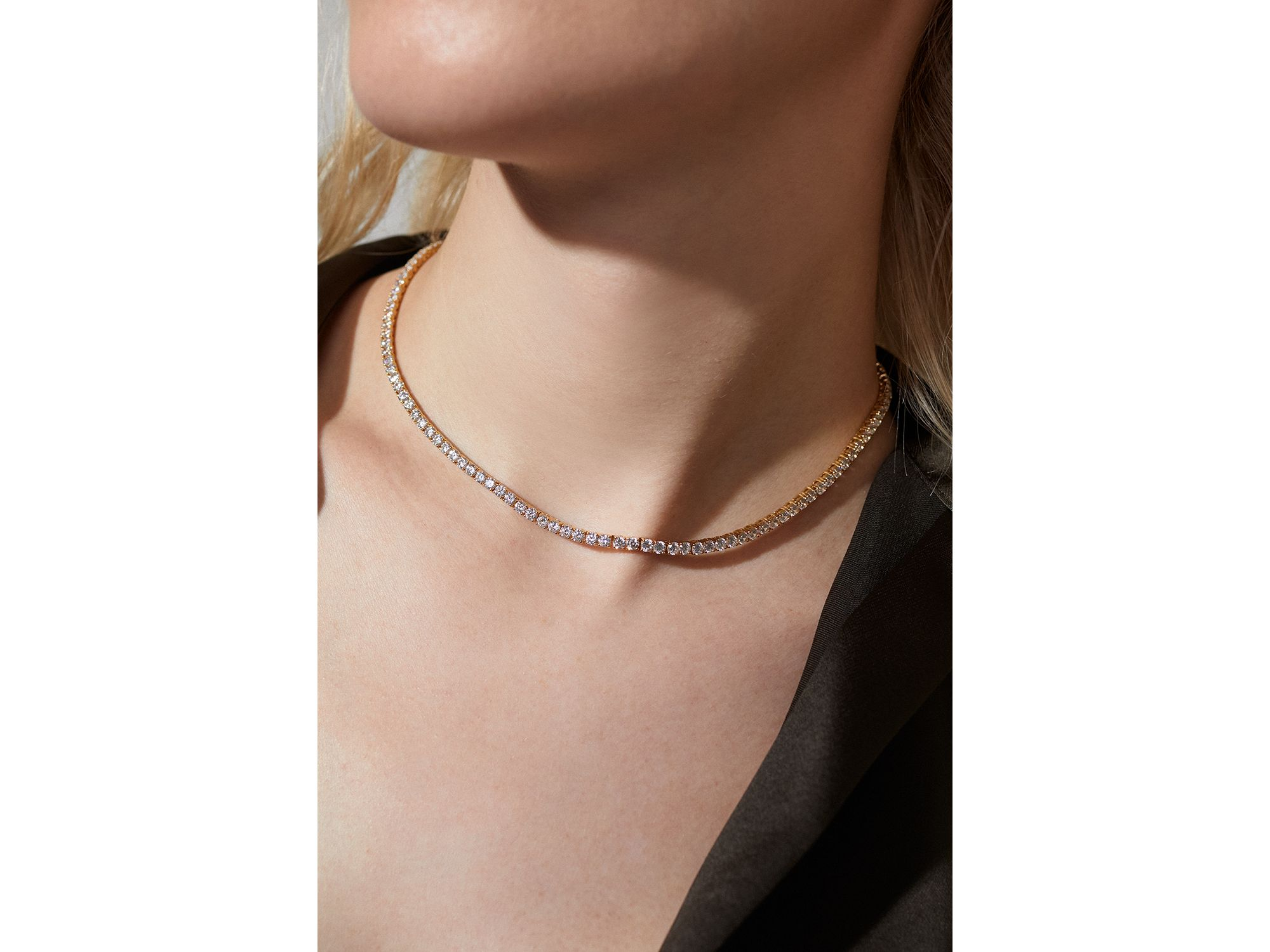 3mm Cubic Zirconia Tennis Necklace, 16" — Image 4