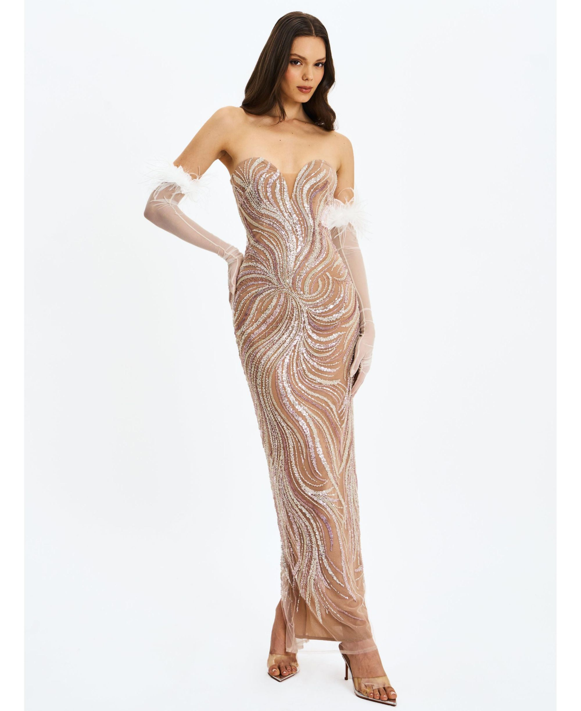 Quinci Beaded Sequin Sweetheart Maxi Dress — Image 5