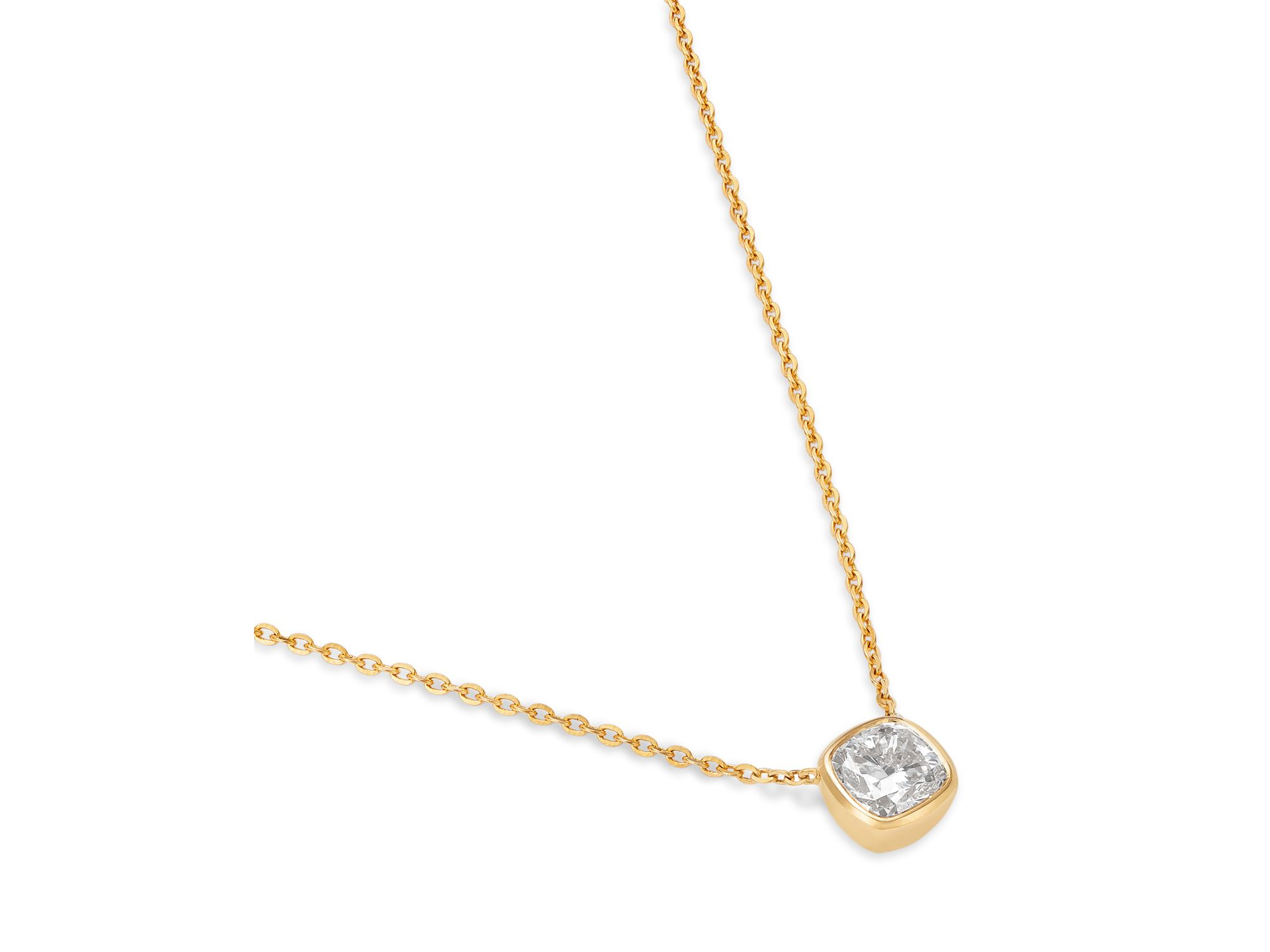 Luxe Collection Certified Lab Grown Diamond Cushion Bezel Solitaire Pendant Necklace in 14K Yellow Gold, 1.5 tcw — Image 3