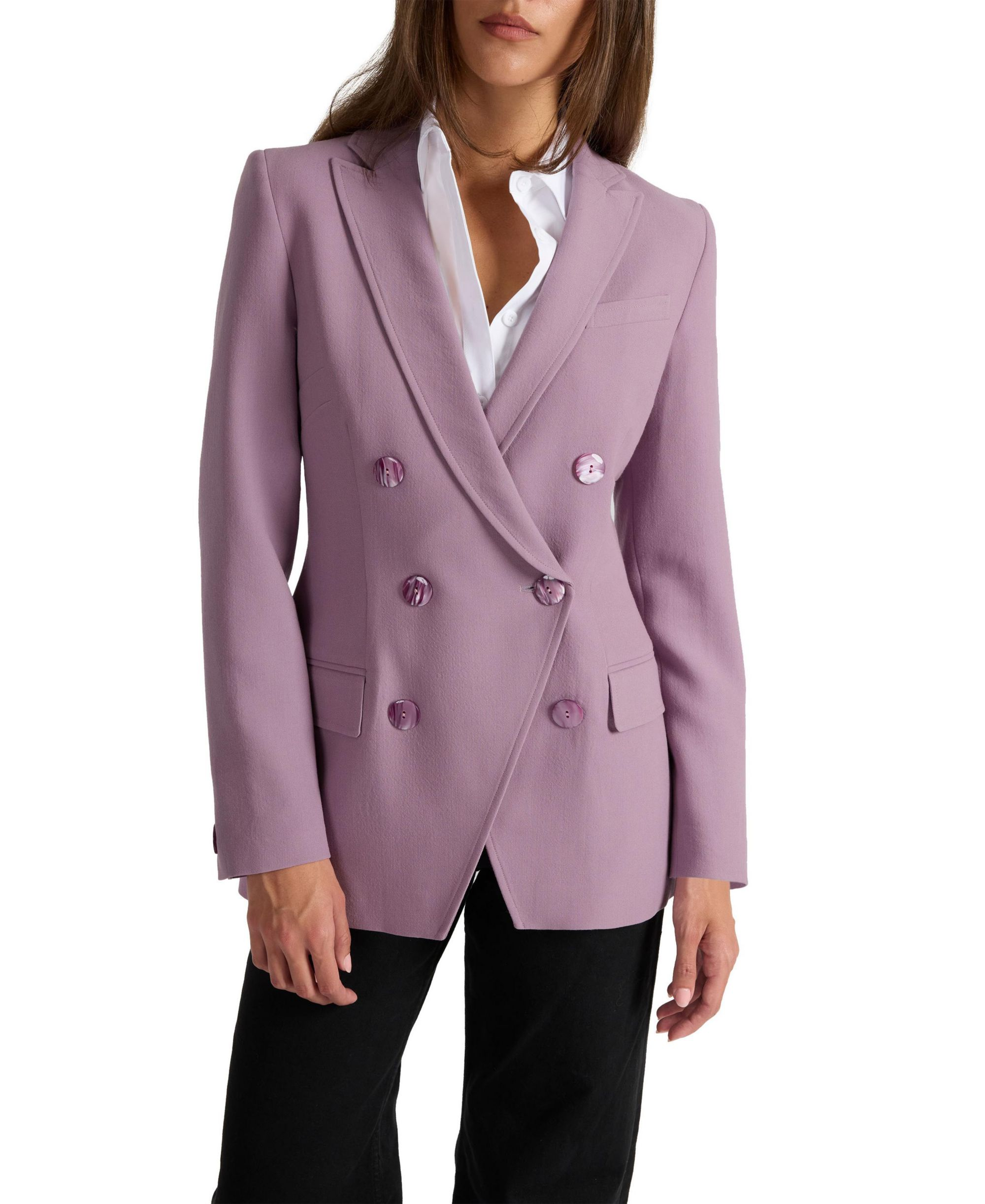Paco Double-Breasted Six-Button Jacket in Wool Stretch — Image 5