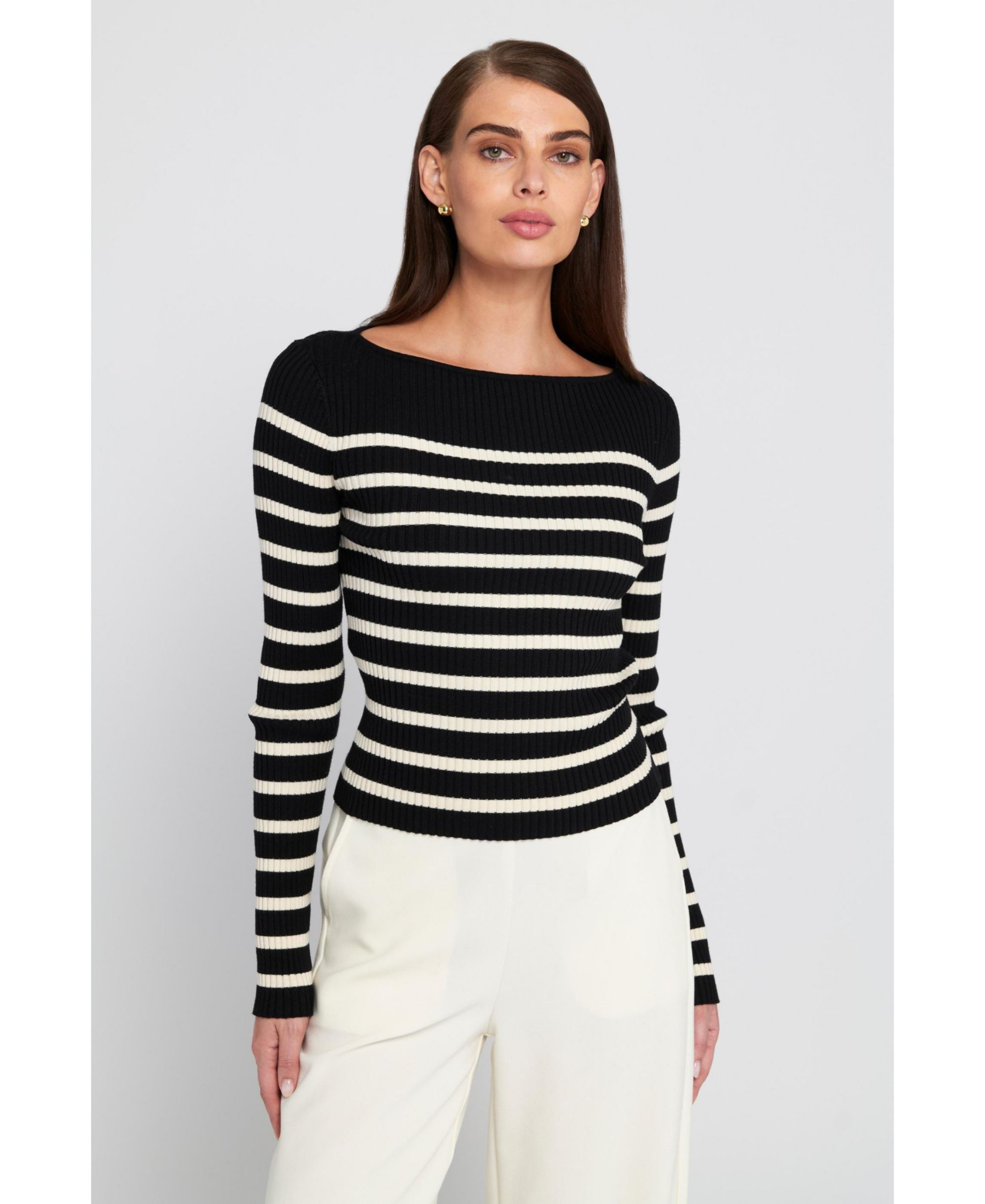 Fine Gauge Light Weight Striped Sweater — Image 3