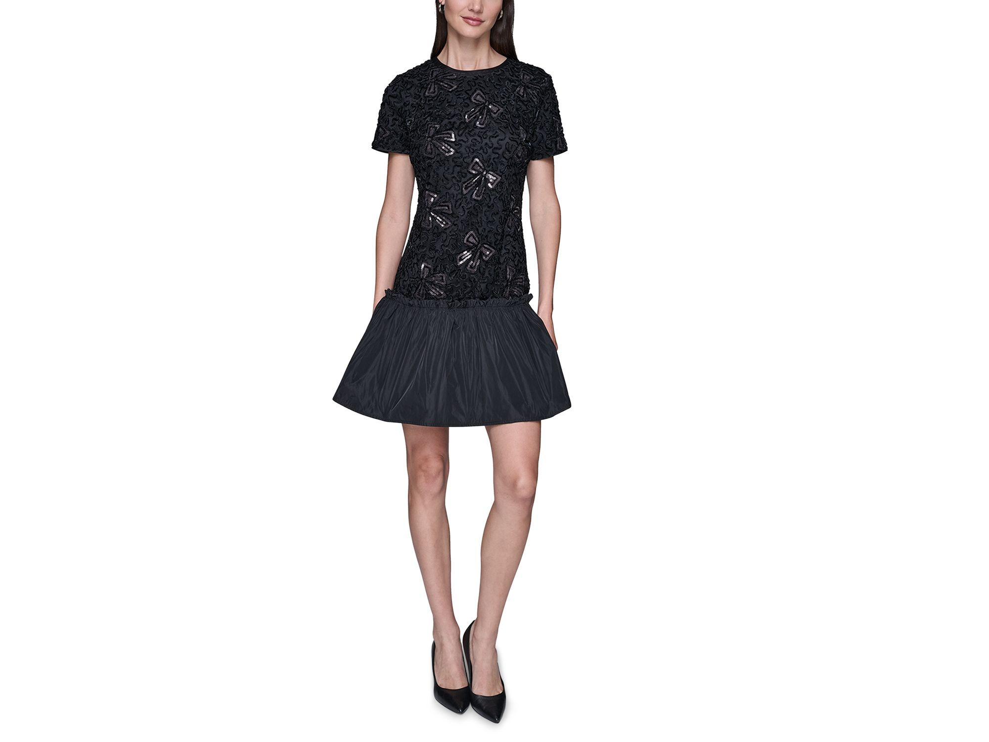 Chenille Sequin Mesh A Line Dress — Image 4