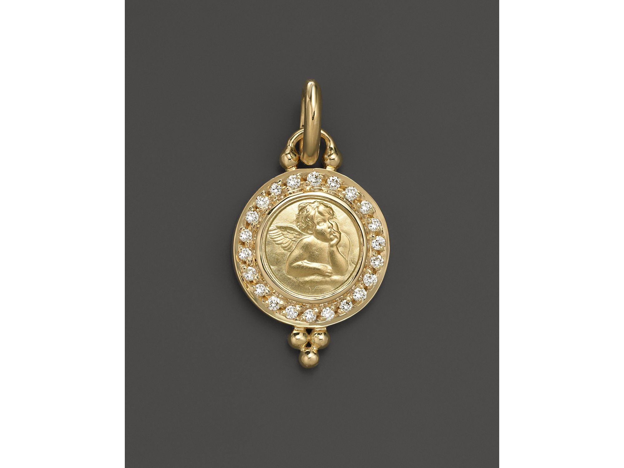 18K Gold 10mm Angel Pendant with Diamond Pavé — Image 4
