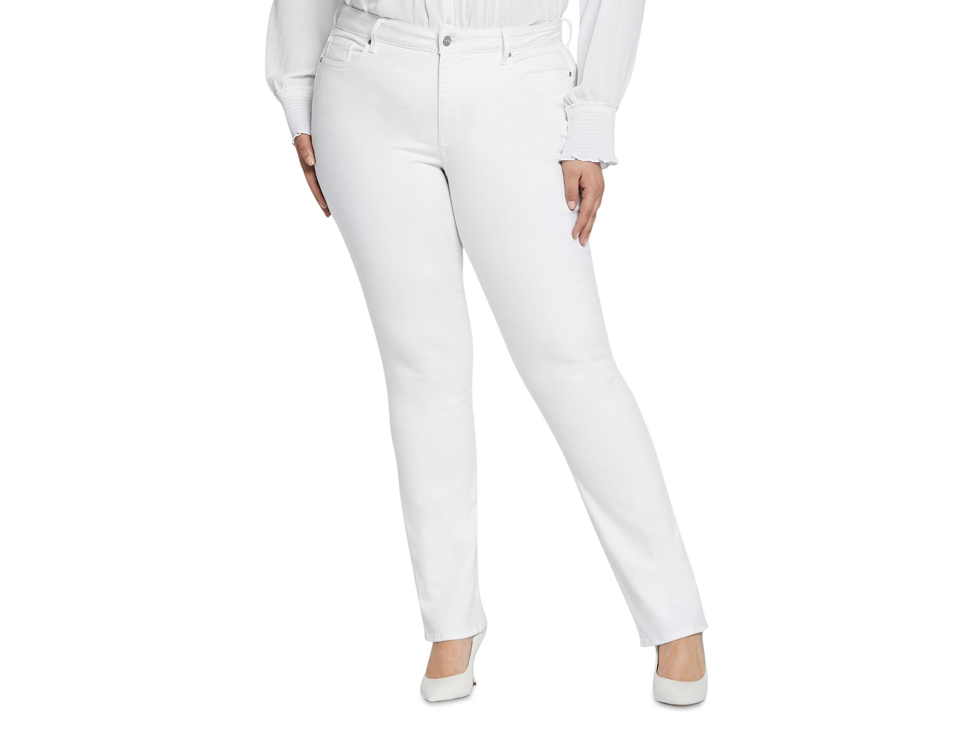 Plus Marilyn High Rise Straight Jeans in Optic White — Image 5