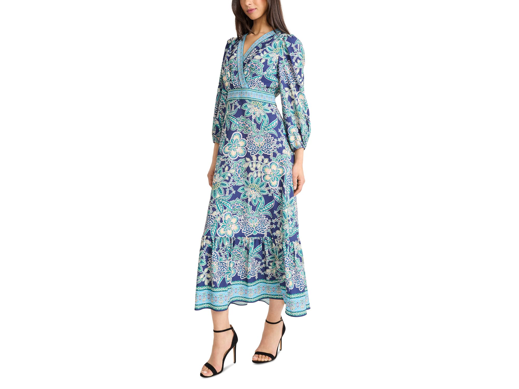 V Neck Balloon Sleeve Dress — Image 3