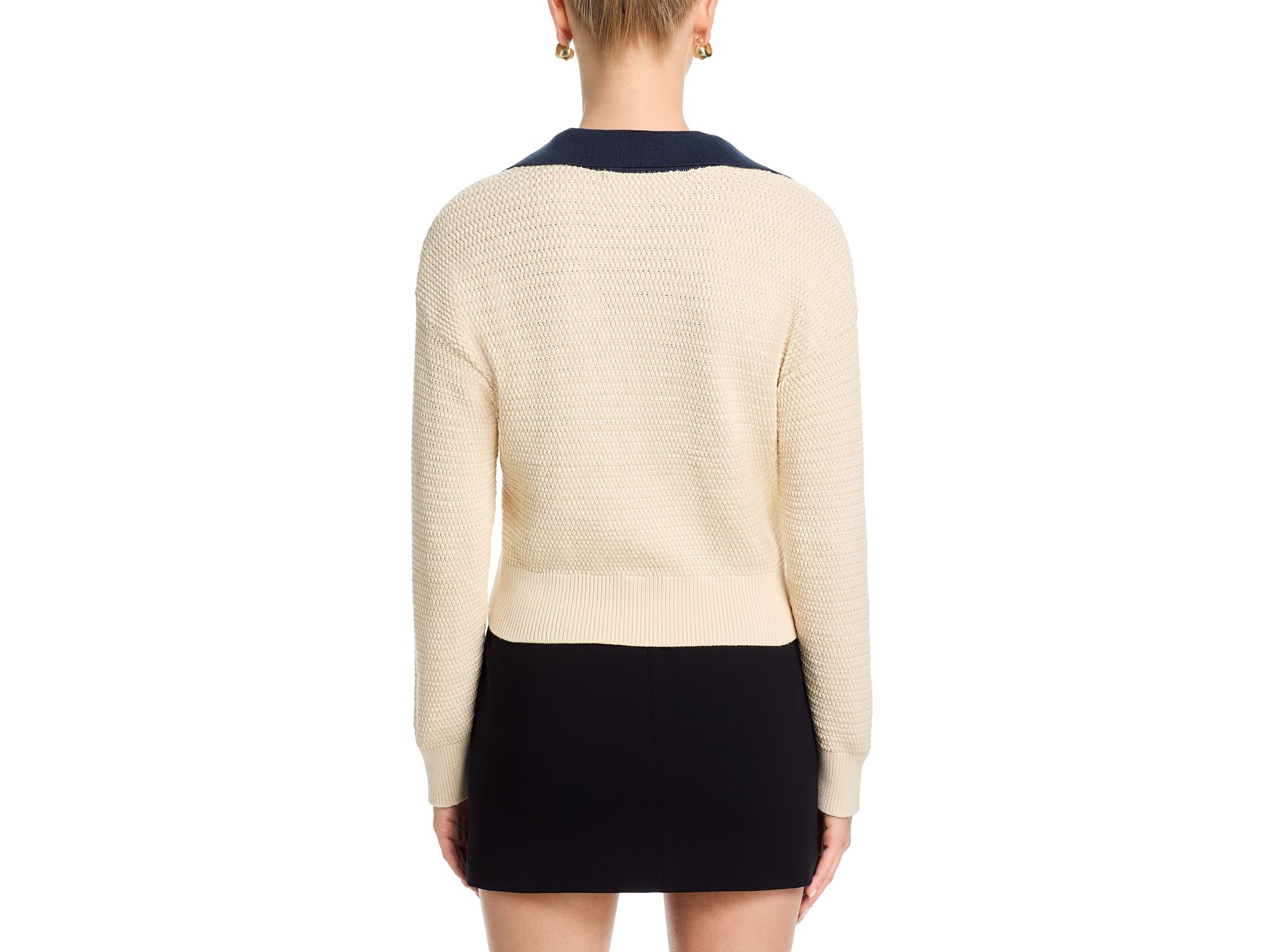 Mozart Contrast Collar Texture Knit Sweater — Image 3