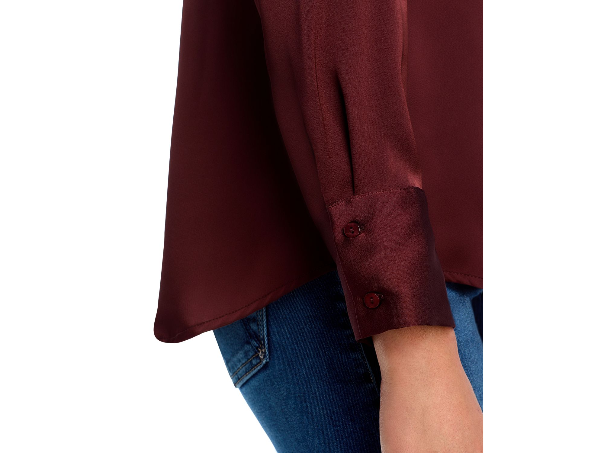 Satin Button Front Blouse - Exclusive — Image 3
