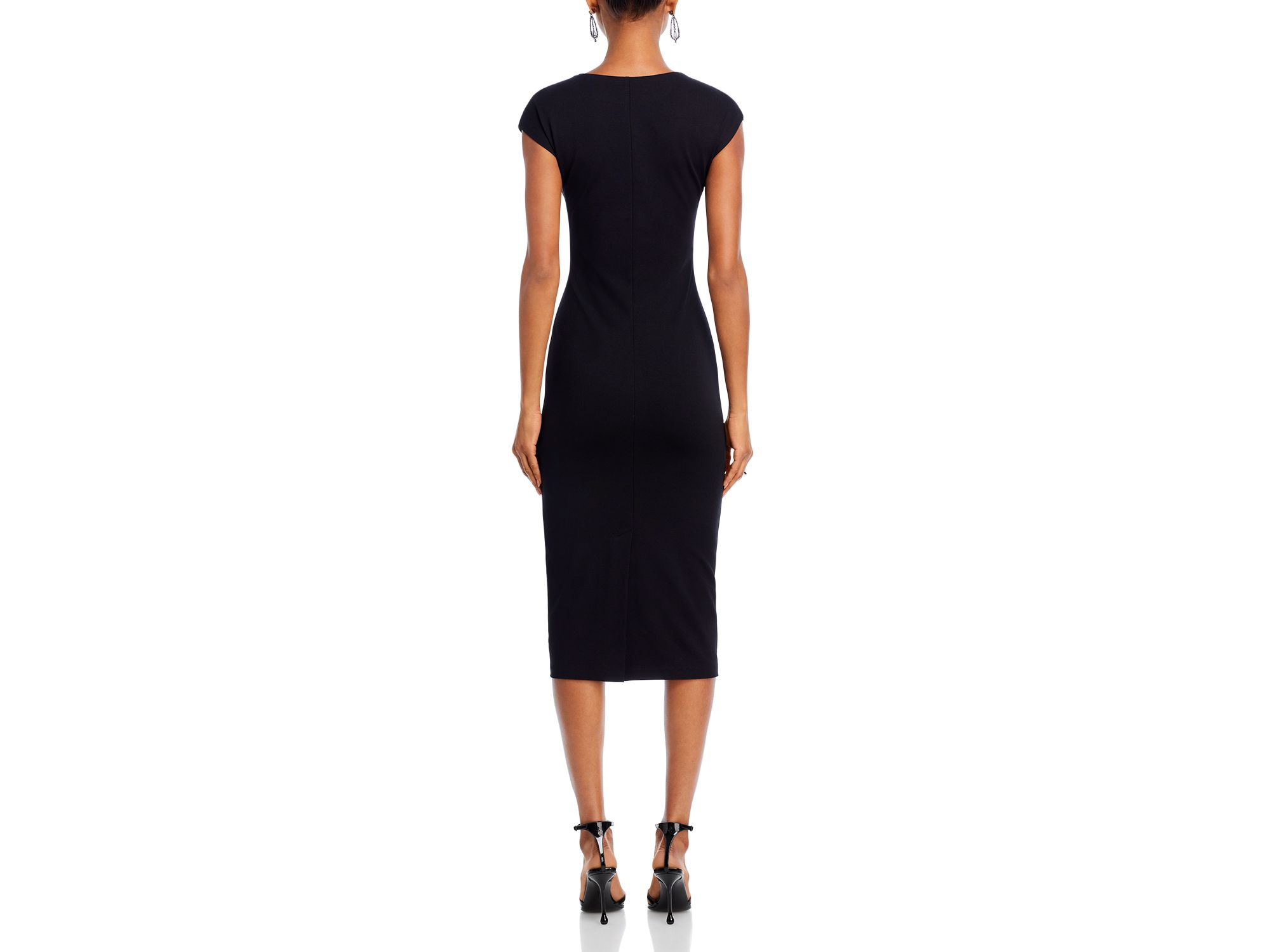 V Neck Ponte Short Sleeved Midi Dress - Exclusive — Image 5