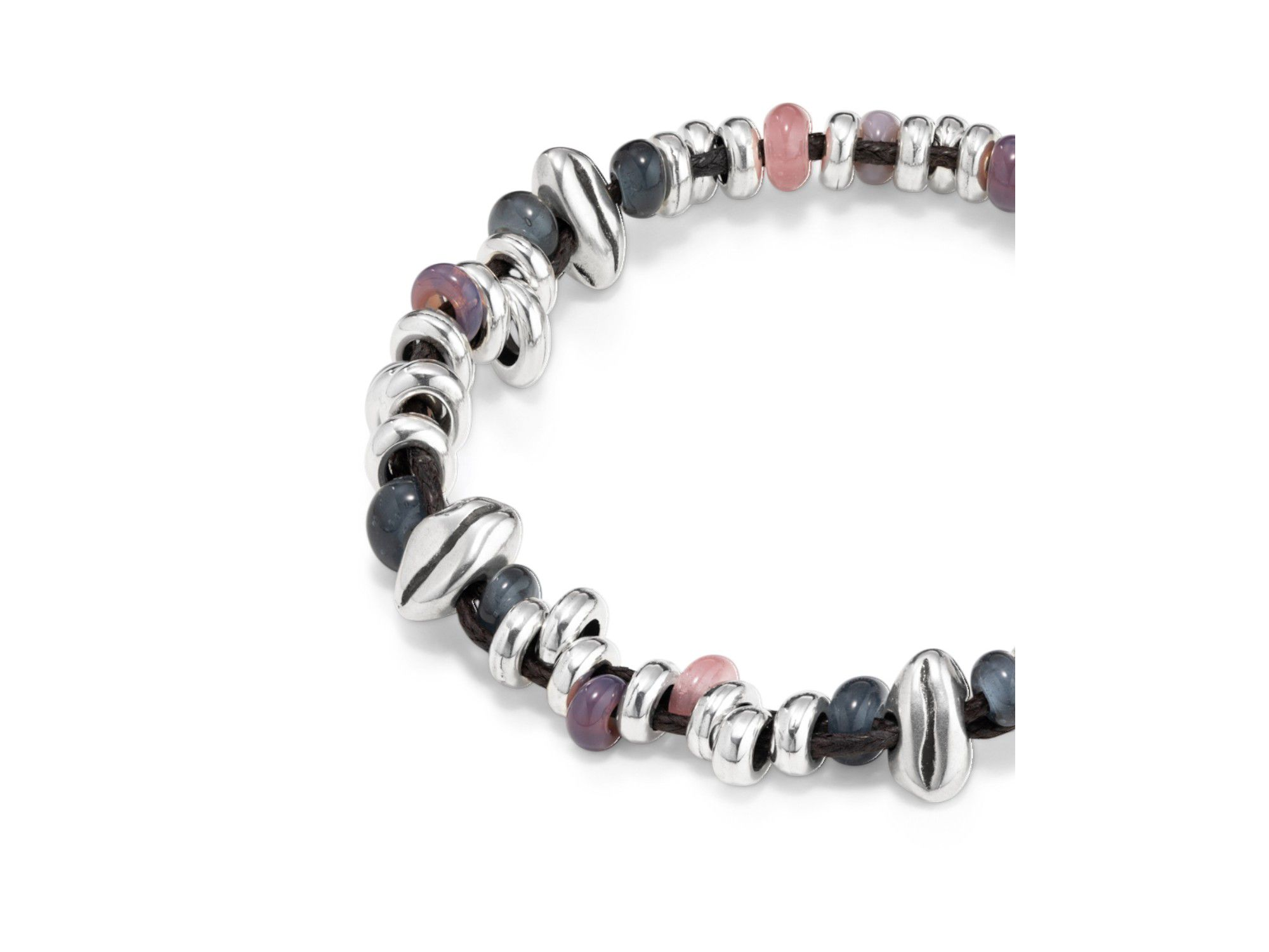 Sterling-Plated Beaded Bracelet with Leather — Image 3