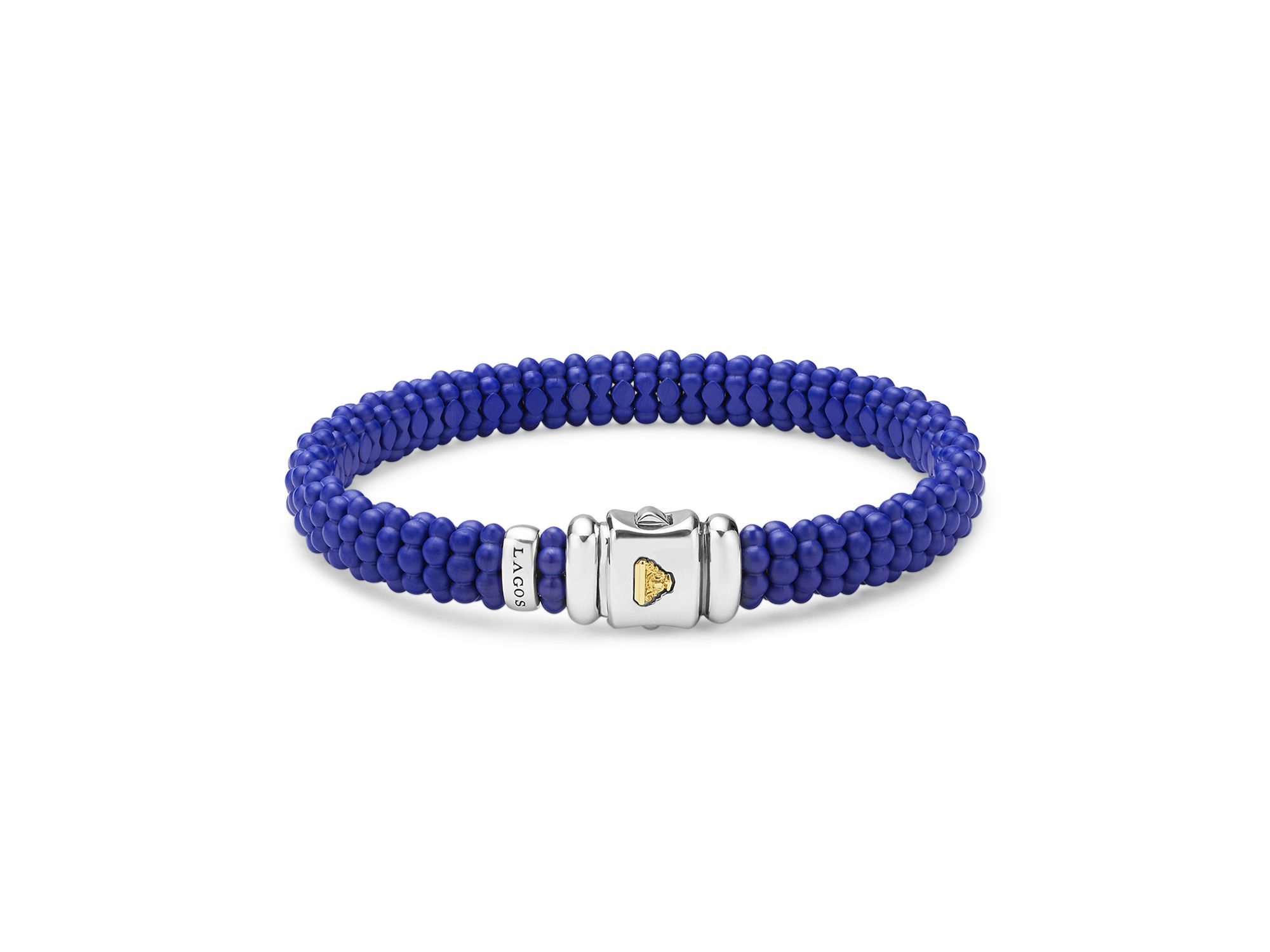 Sterling Silver Blue Caviar Blue Ceramic Beaded Bracelet — Image 5