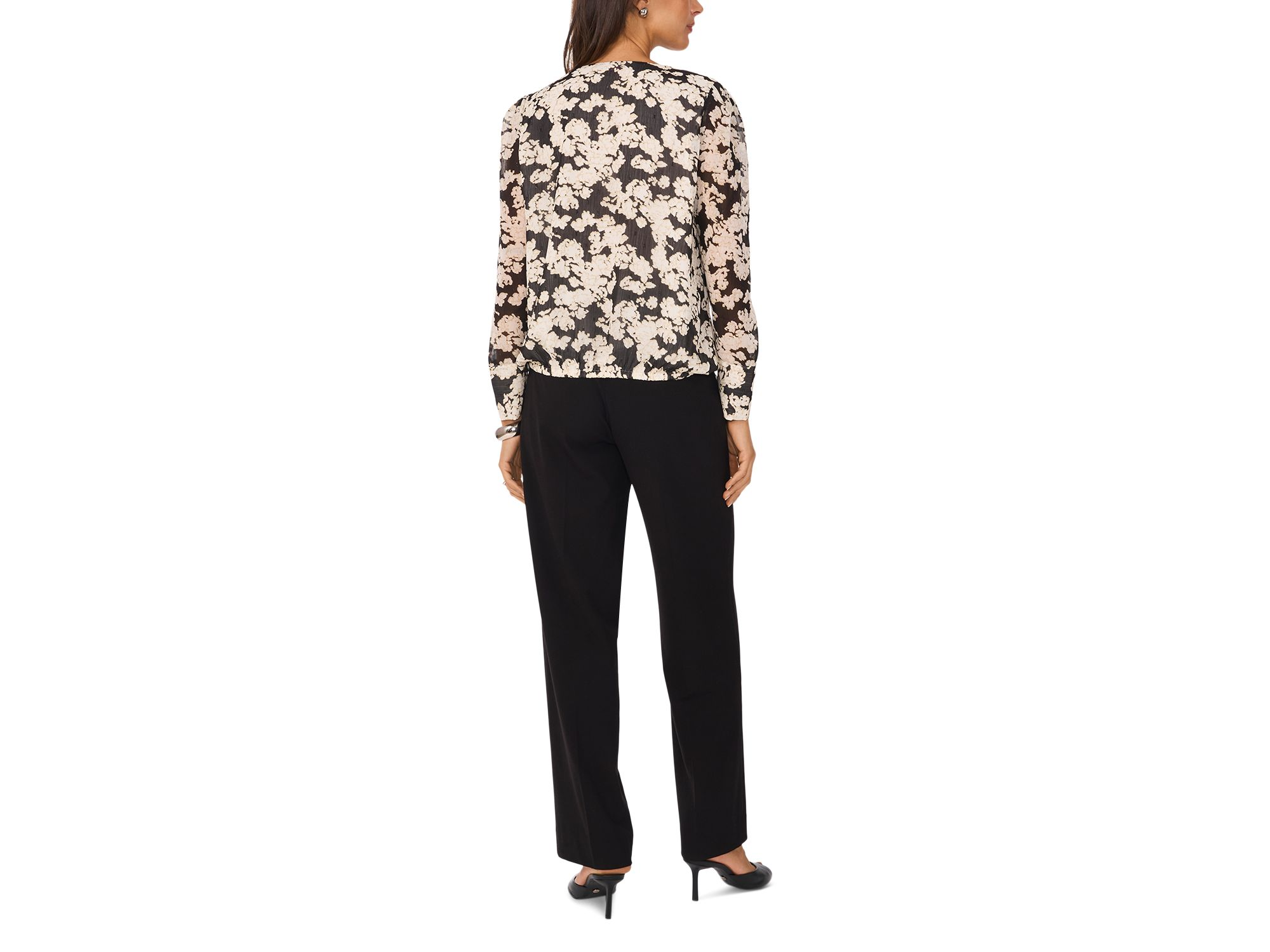 Printed Faux Wrap Blouse — Image 3