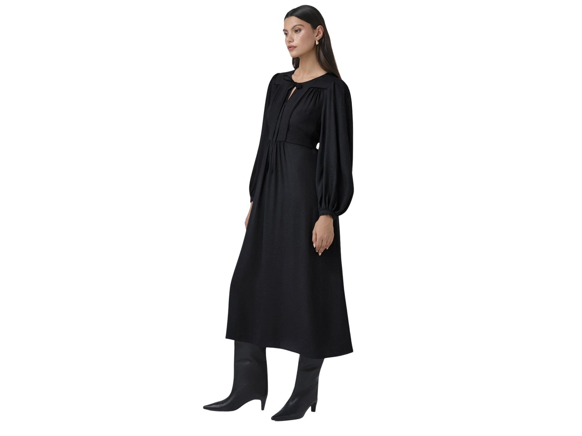 Layla Crepe Tie Neck Midi Dress — Image 3