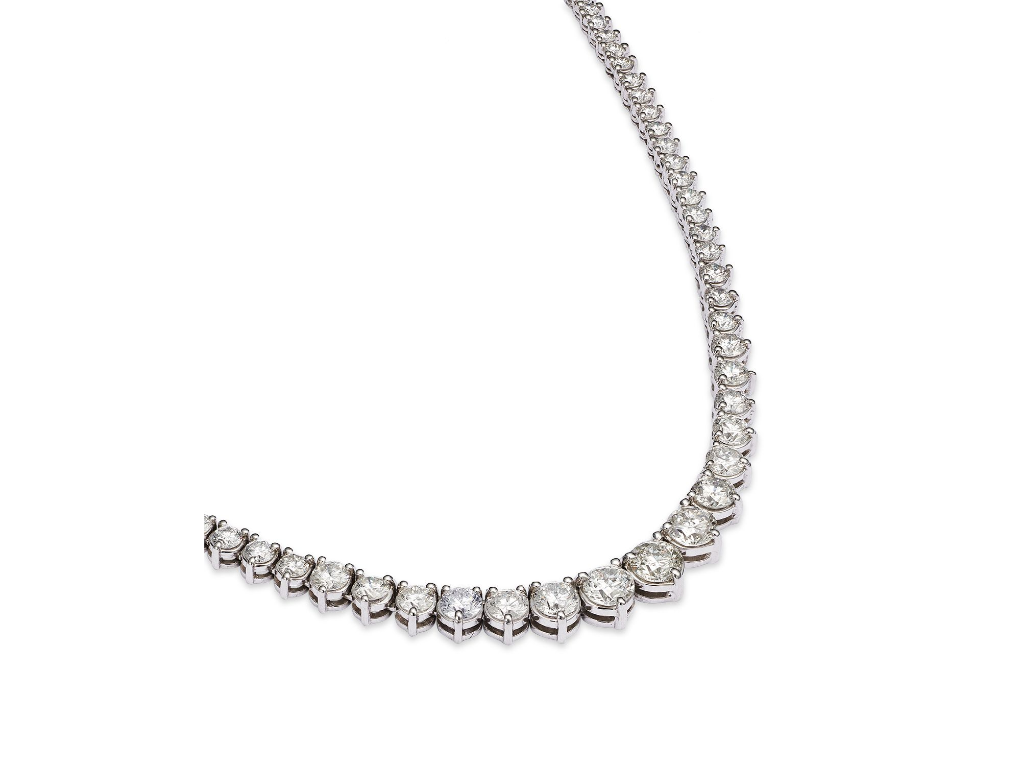 Certified Diamond Tennis Necklace in 14K White Gold, 10.0 tcw — Image 3