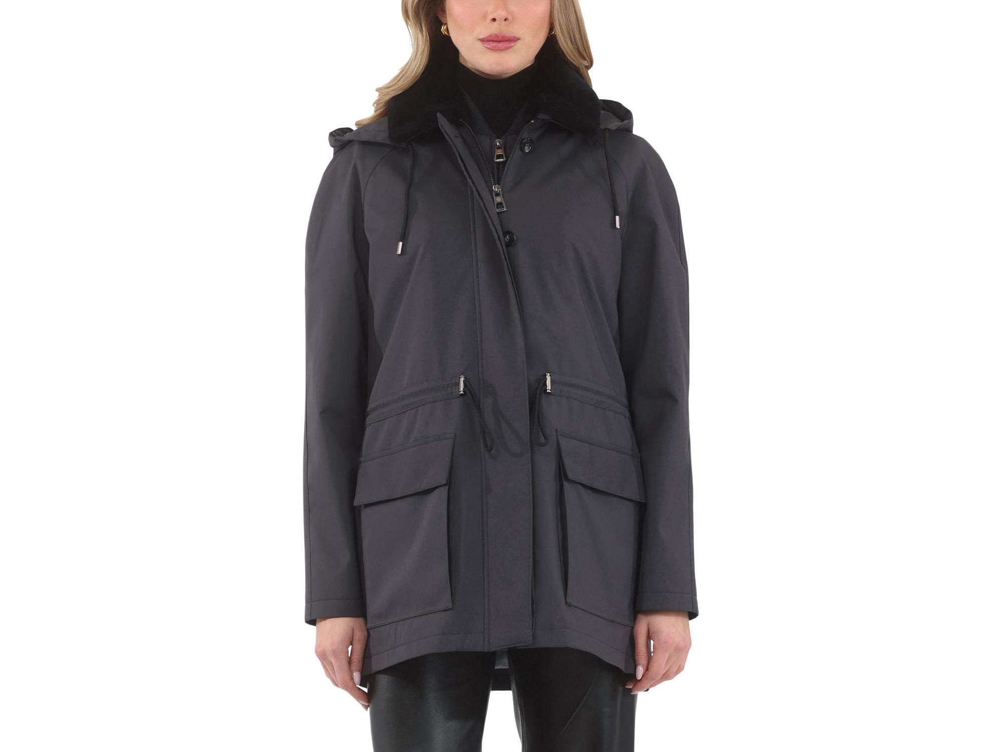 Parka with Detachable Hood and Select Shearling Lamb Collar, Removable Vest — Image 3