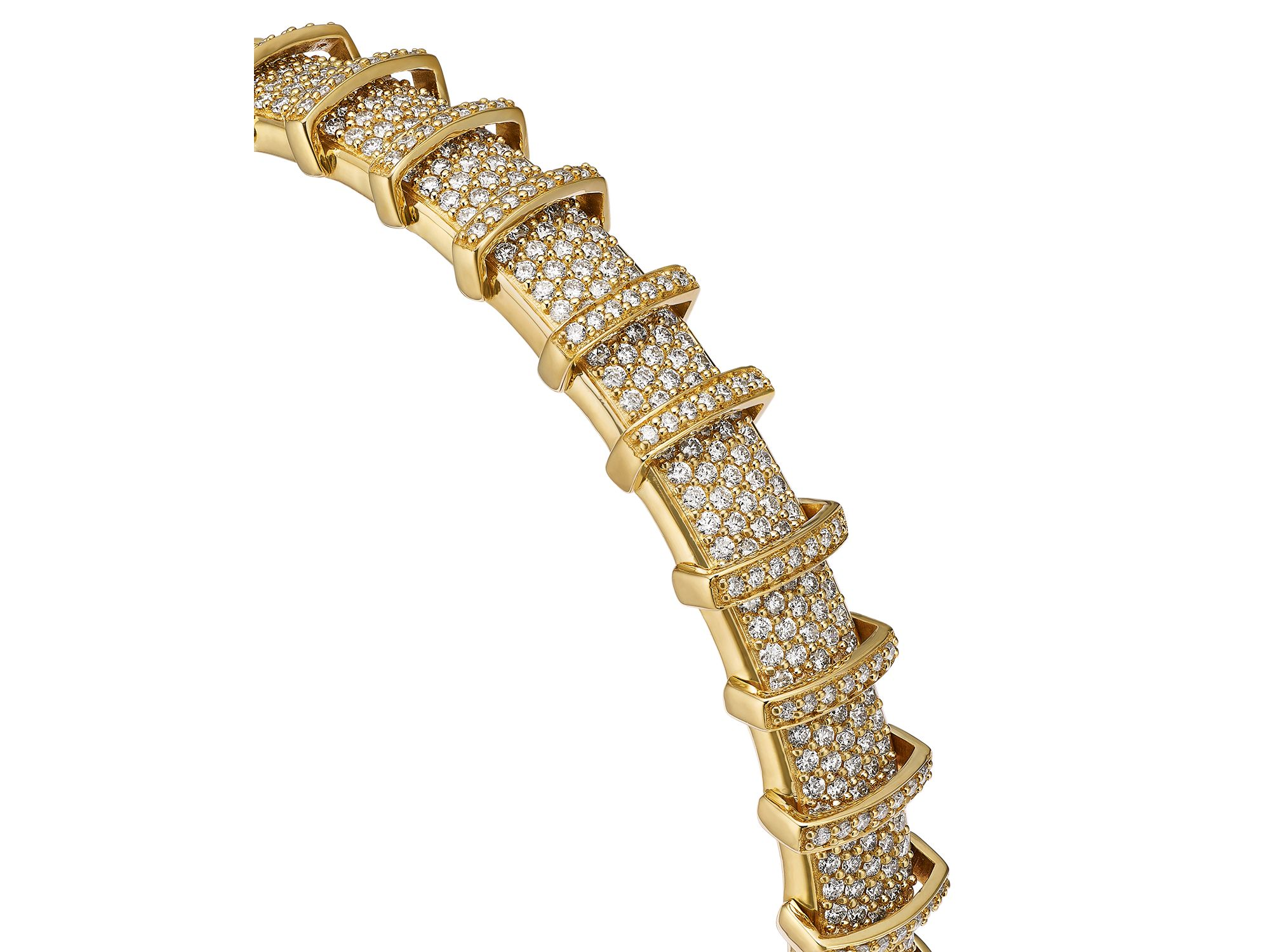 Diamond Bangle Bracelet in 14K Yellow Gold, 2.65 tcw — Image 3