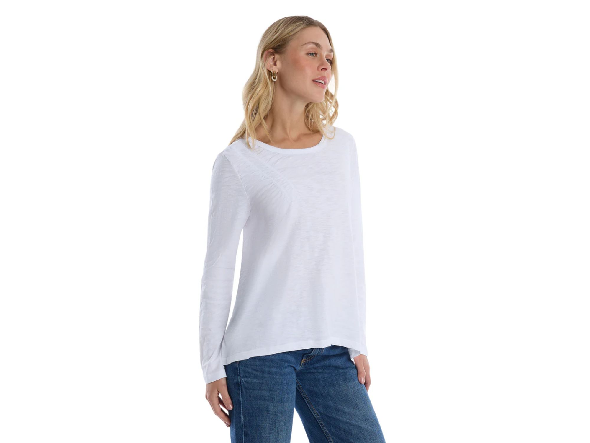 Wide Neck Ruching Details Tee — Image 4