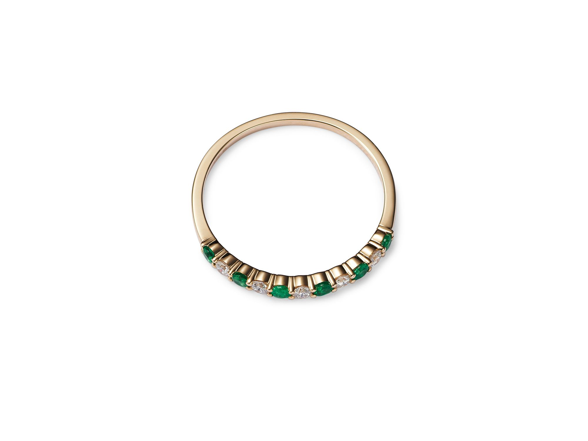 Emerald & Diamond Stacking Ring in 14K Yellow Gold — Image 3