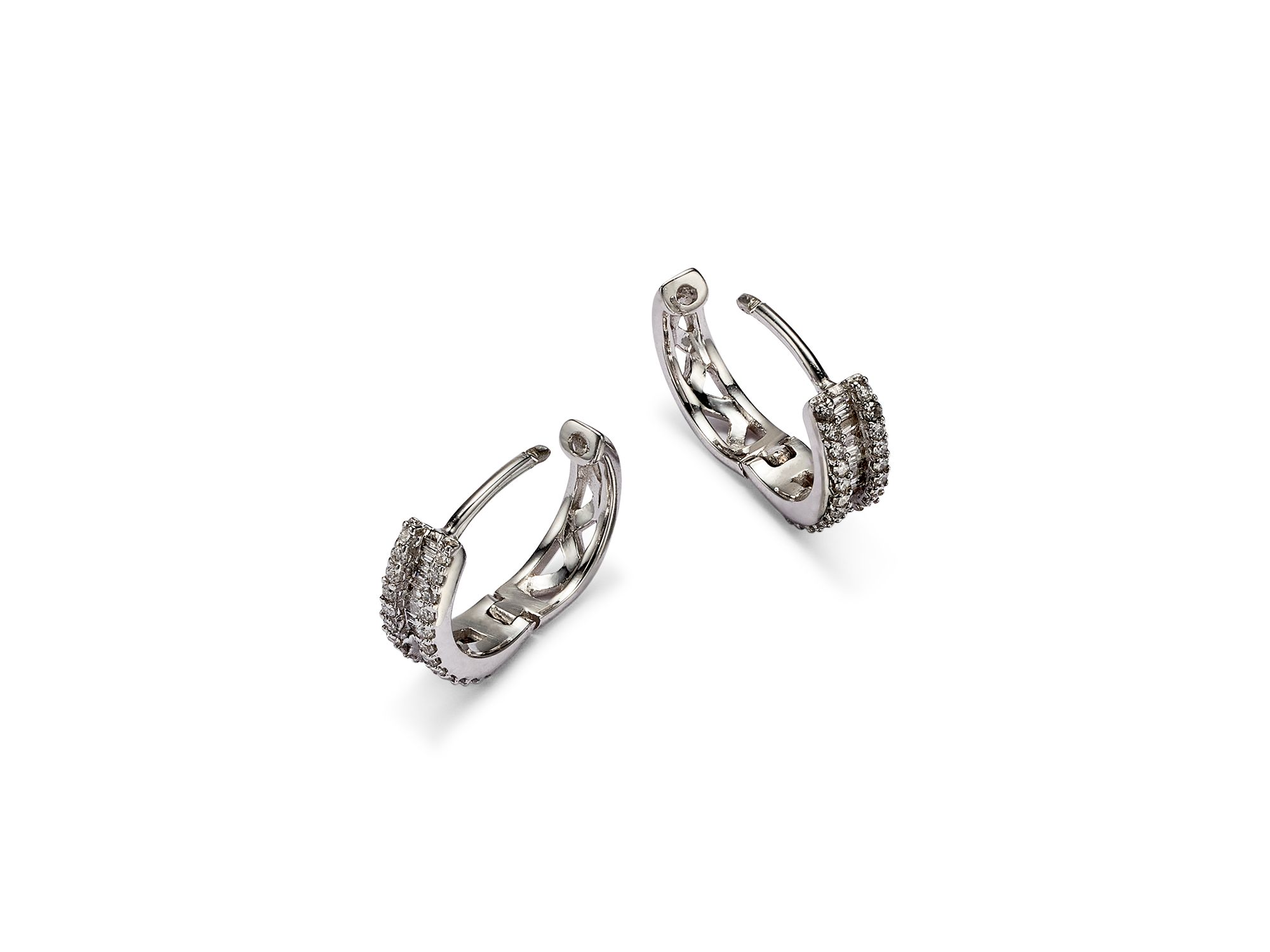 Diamond Baguette Hoop Earrings in 14K White Gold, 0.25 tcw — Image 5