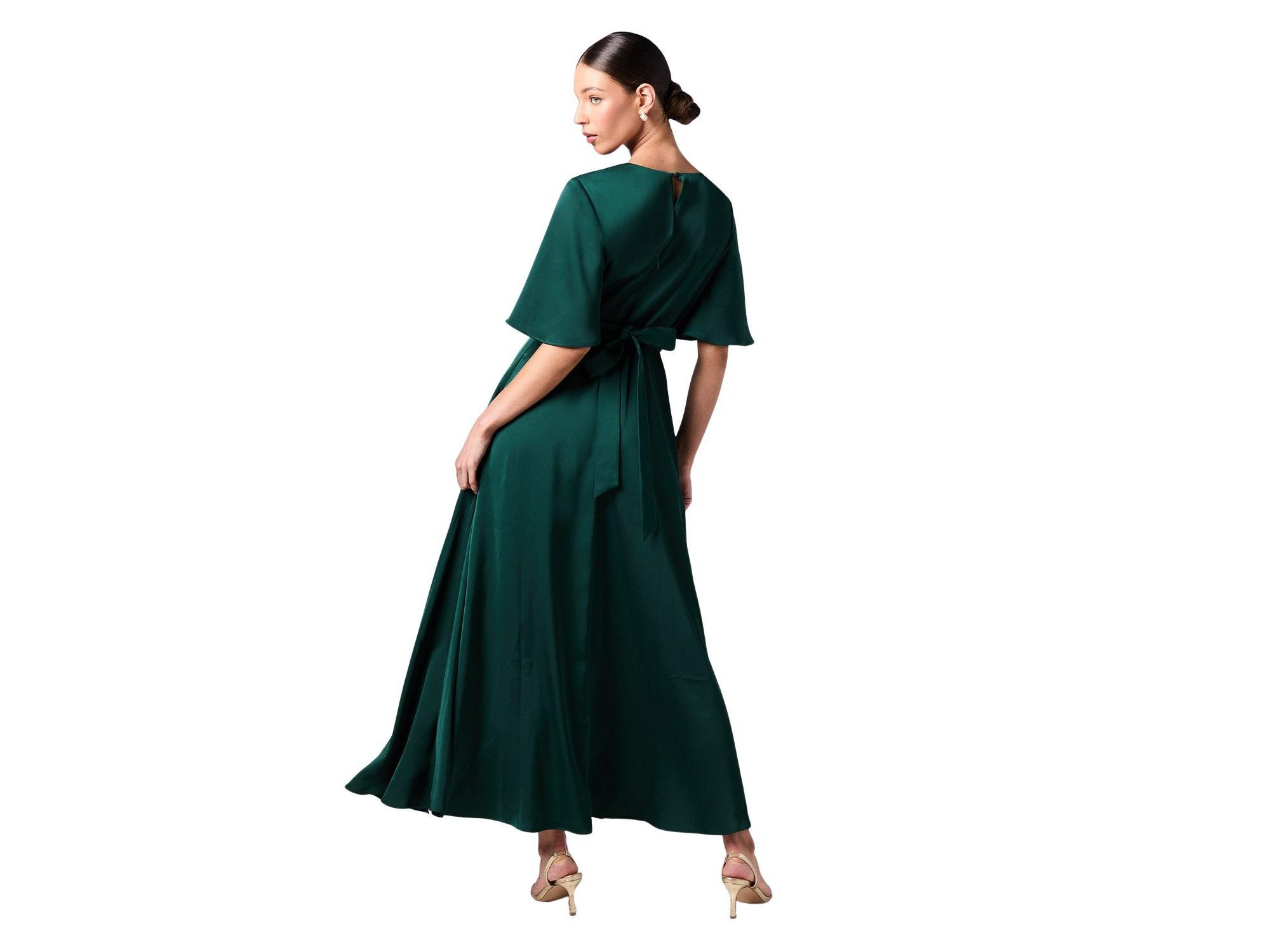 Wrap Satin Maxi Bridesmaids Dress — Image 4
