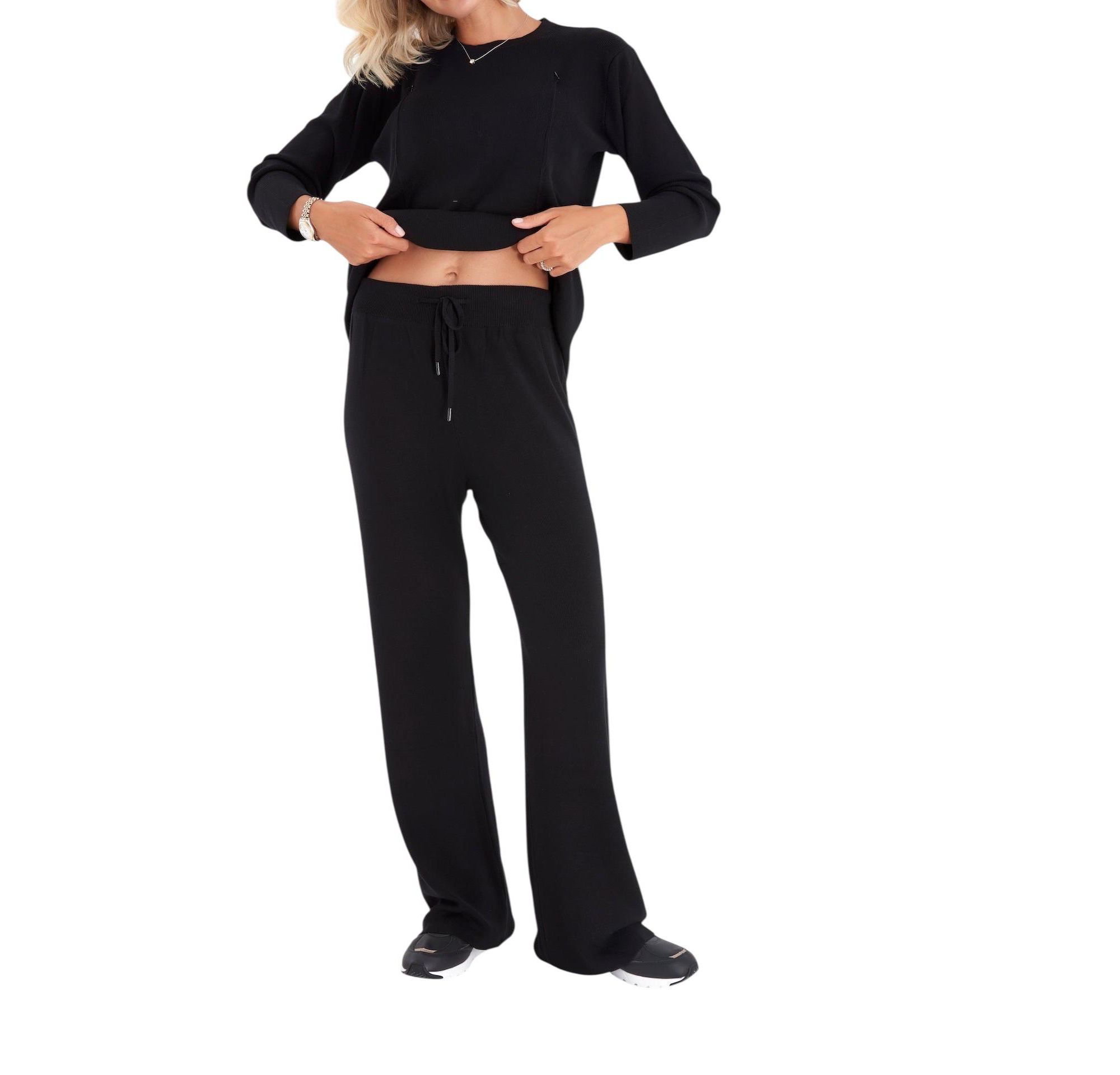 Effortless Elegance Set with Rib Side Zip Long Sleeve Materity/Nursing Top & Lounge Pants — Image 6