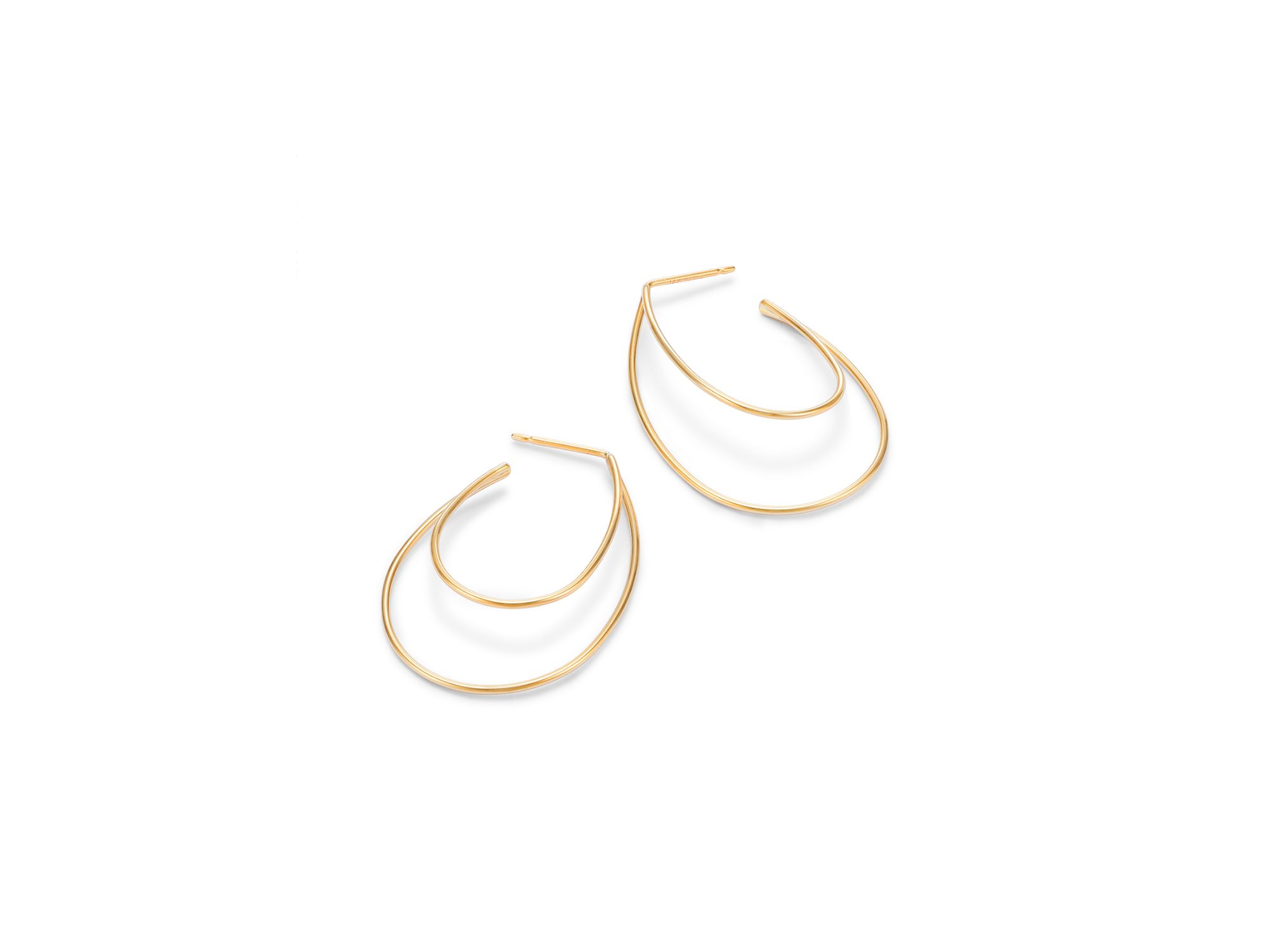 14K Yellow Gold Double Wire Hoop Earrings — Image 4